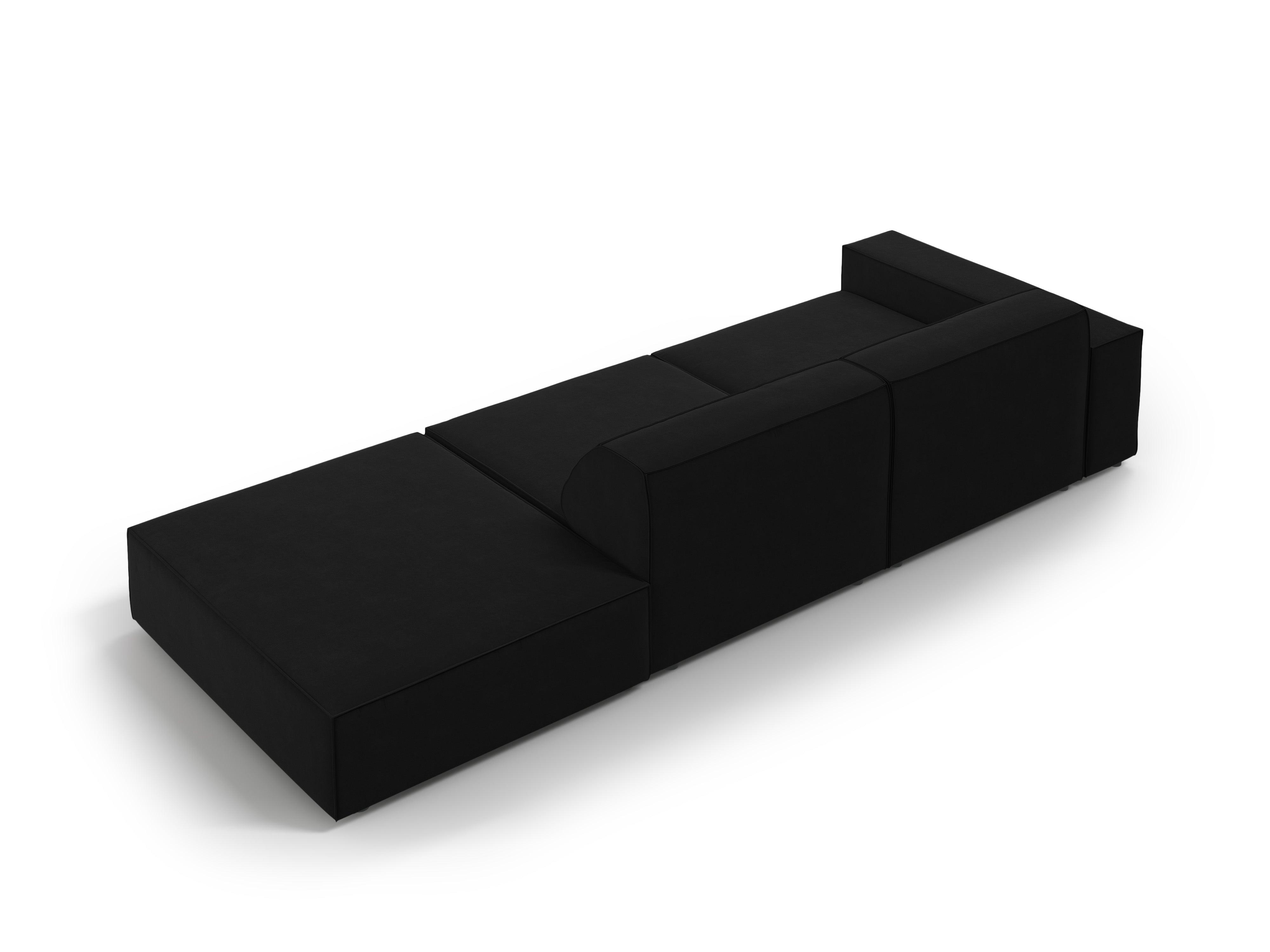 Sofa aksamitna prawostronna 3-osobowa JODIE czarny Micadoni Eye on Design
