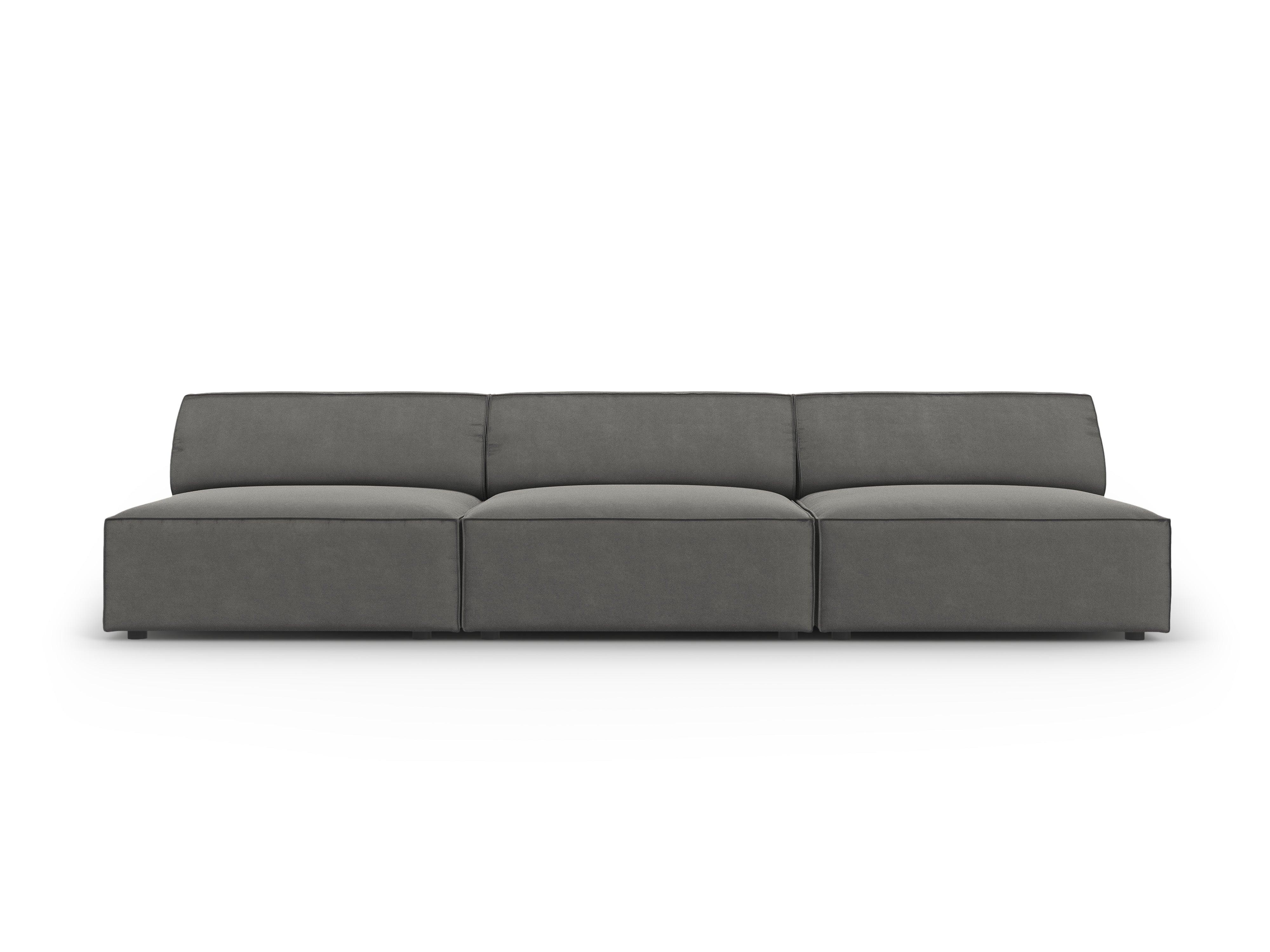 Sofa aksamitna 3-osobowa otwarta JODIE jasnoszary Micadoni Eye on Design
