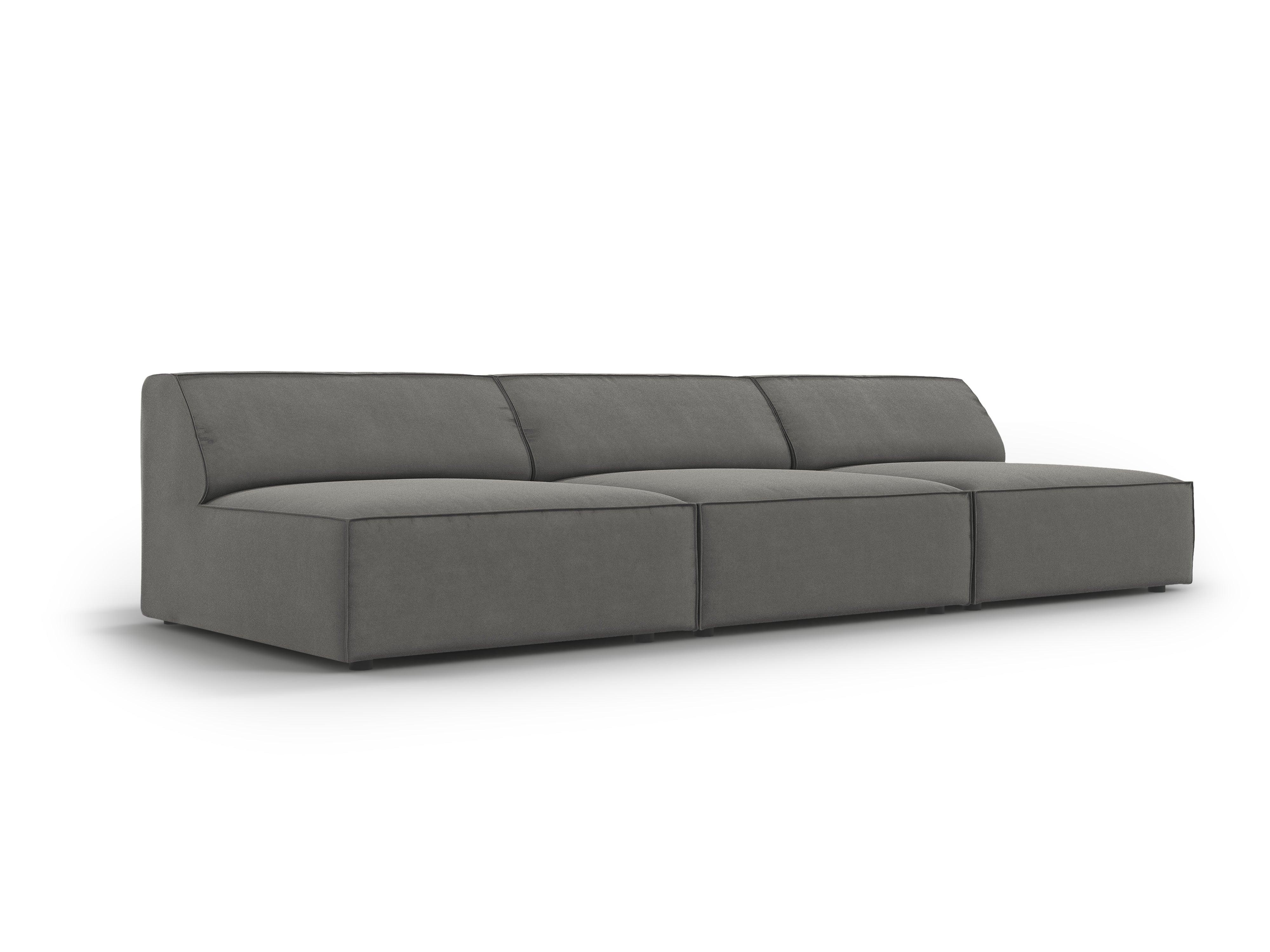 Sofa aksamitna 3-osobowa otwarta JODIE jasnoszary Micadoni Eye on Design