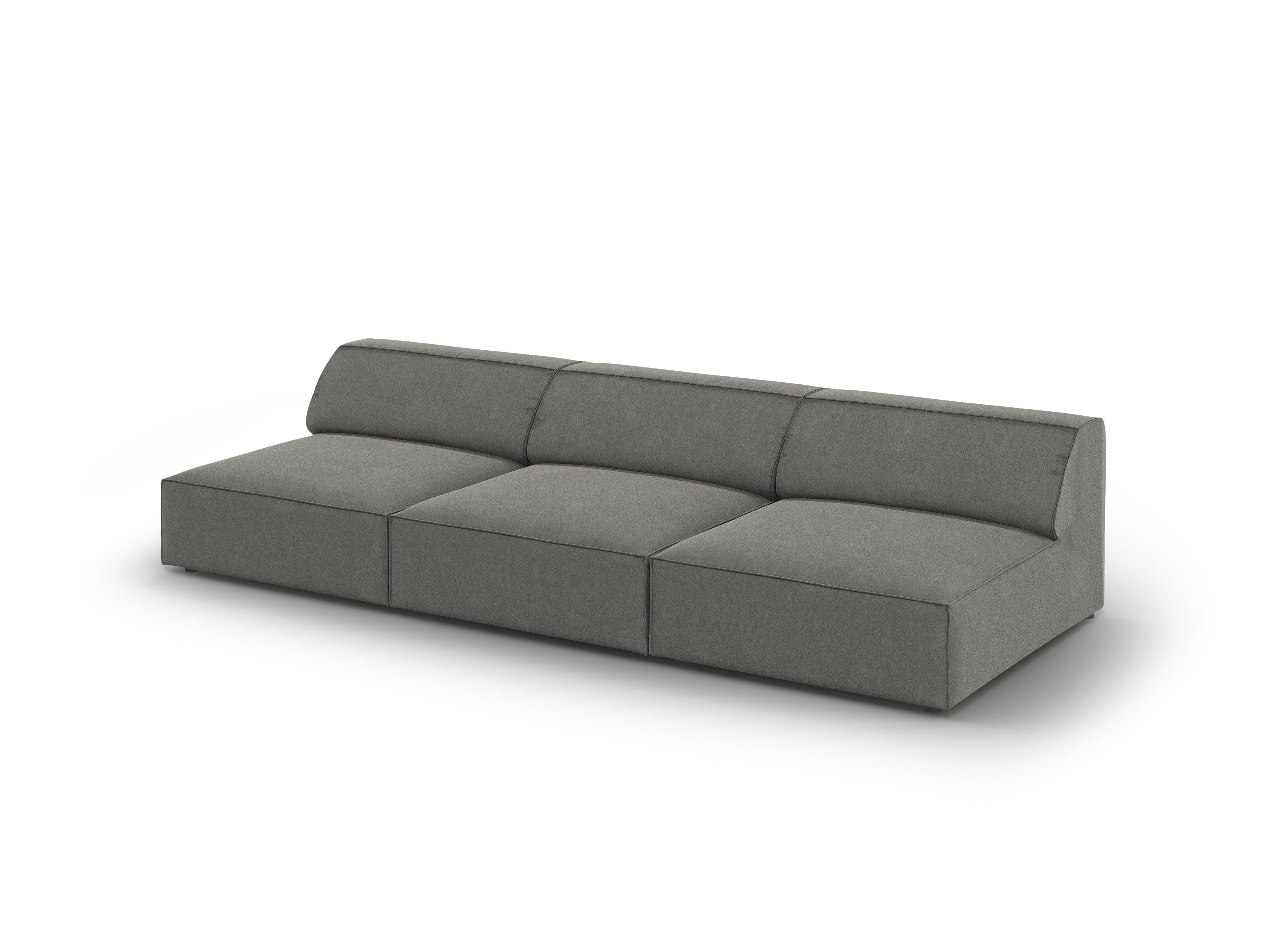 Sofa aksamitna 3-osobowa otwarta JODIE jasnoszary Micadoni Eye on Design