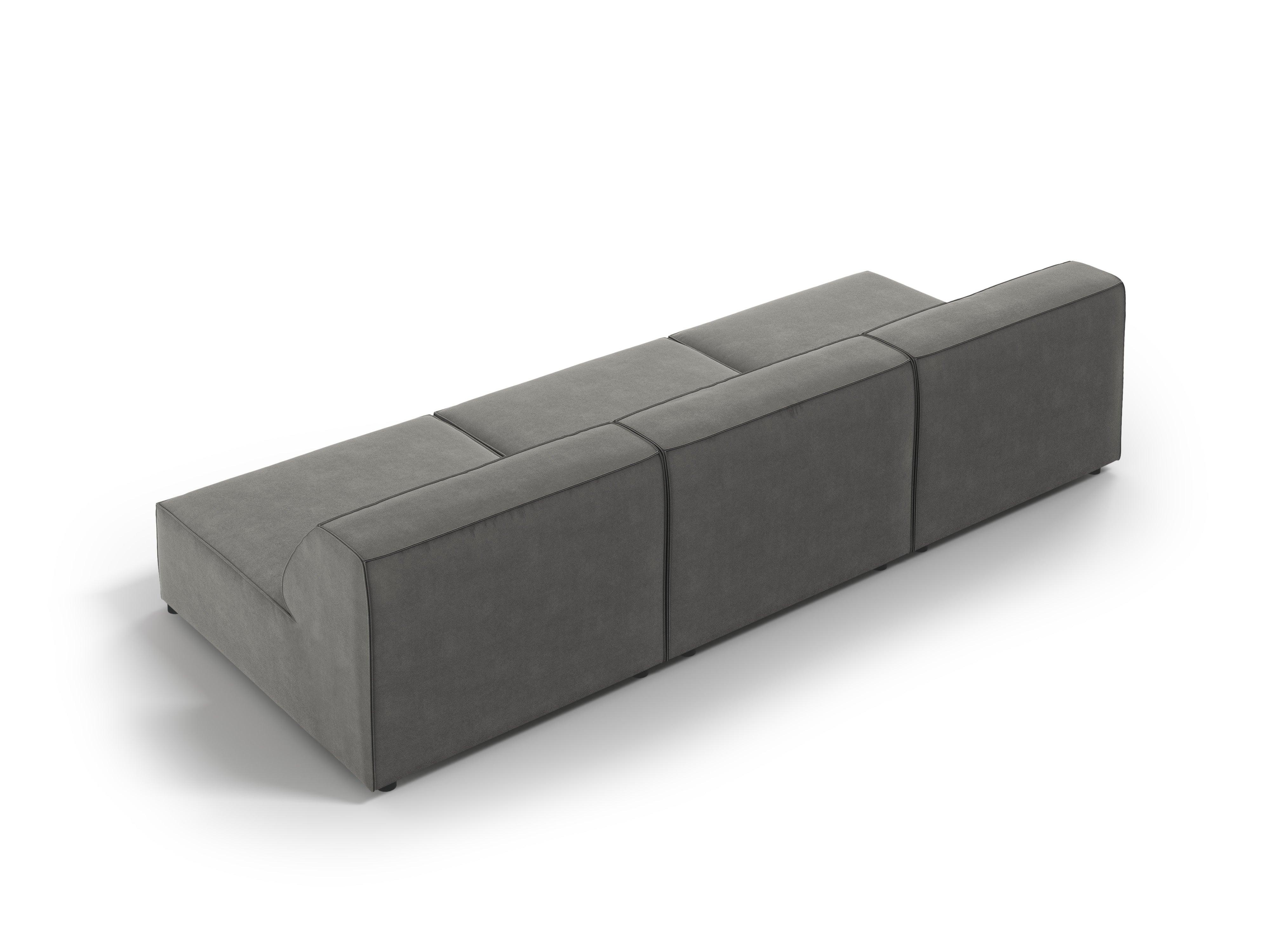 Sofa aksamitna 3-osobowa otwarta JODIE jasnoszary Micadoni Eye on Design