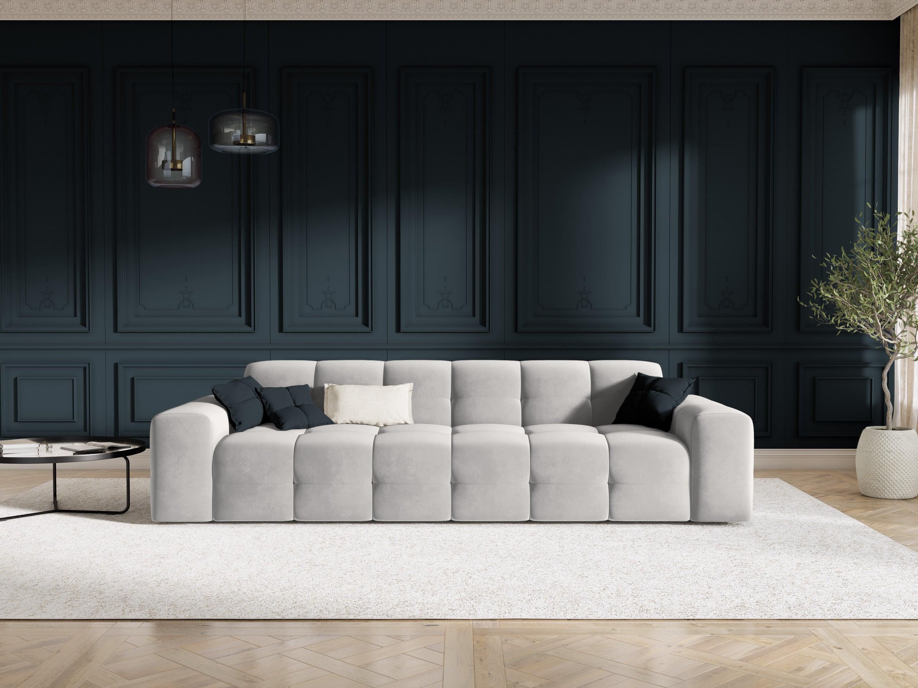 Sofa aksamitna 4-osobowa KENDAL jasnoszary Micadoni Eye on Design