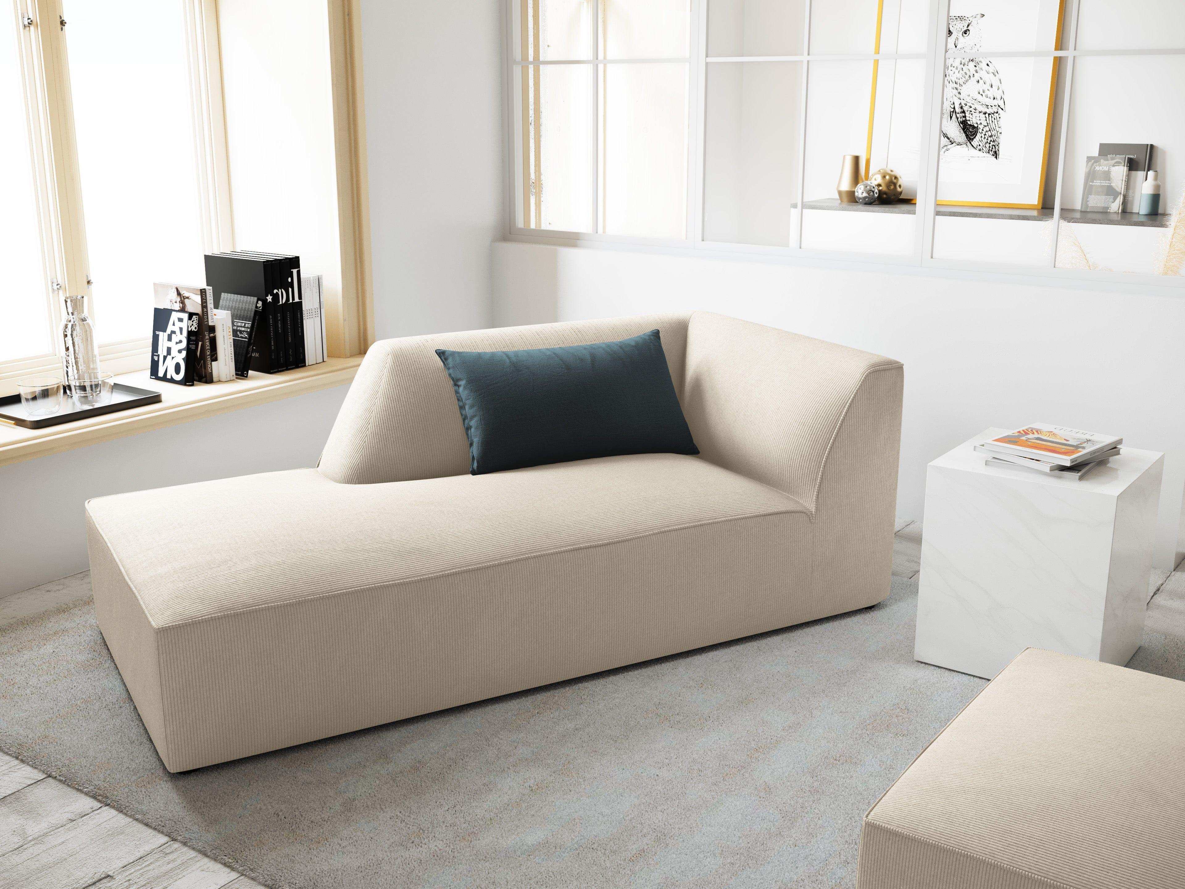 Szezlong sztruksowy lewostronny RUBY beżowy Micadoni Eye on Design