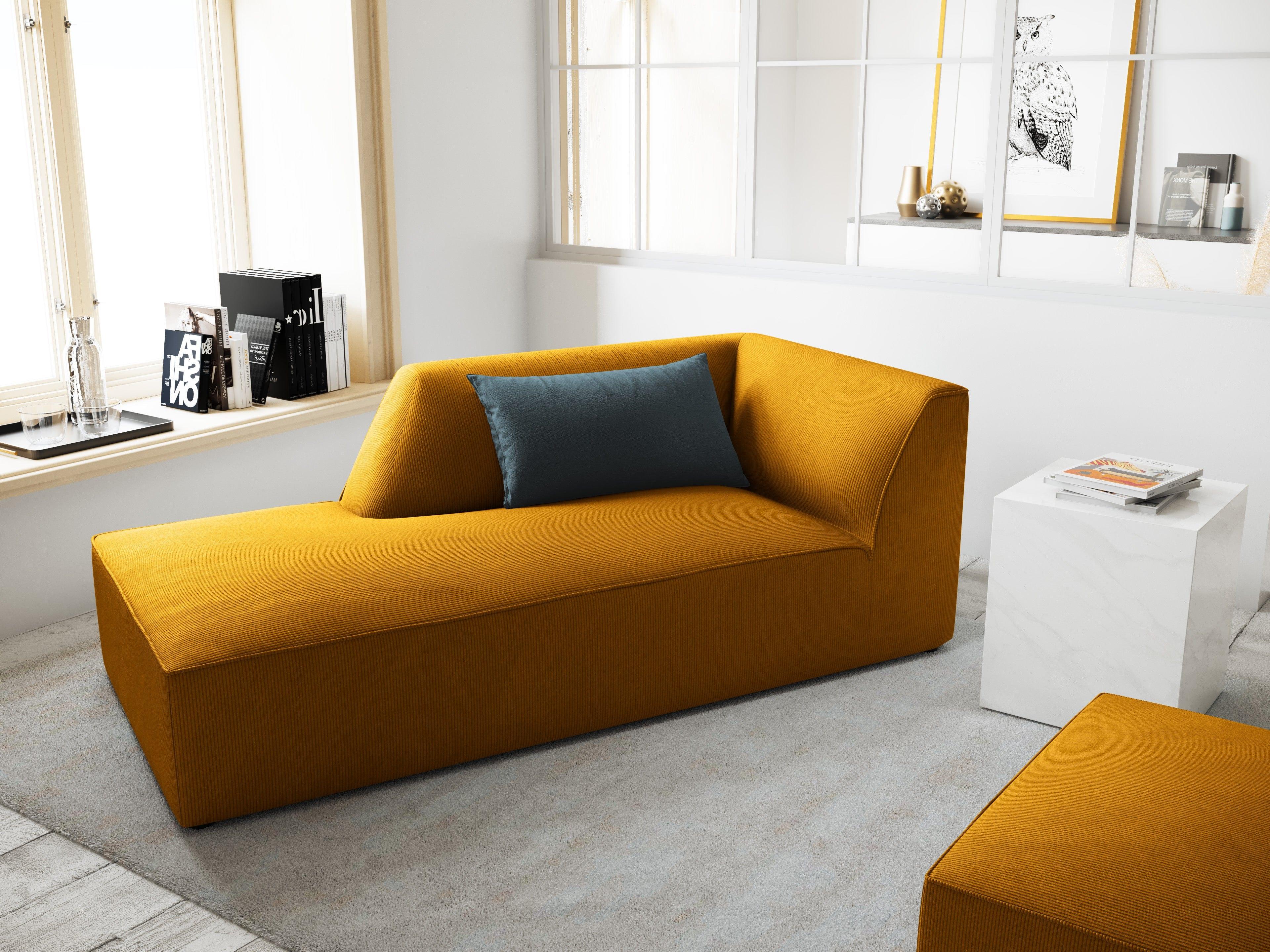 Szezlong sztruksowy lewostronny RUBY żółty Micadoni Eye on Design