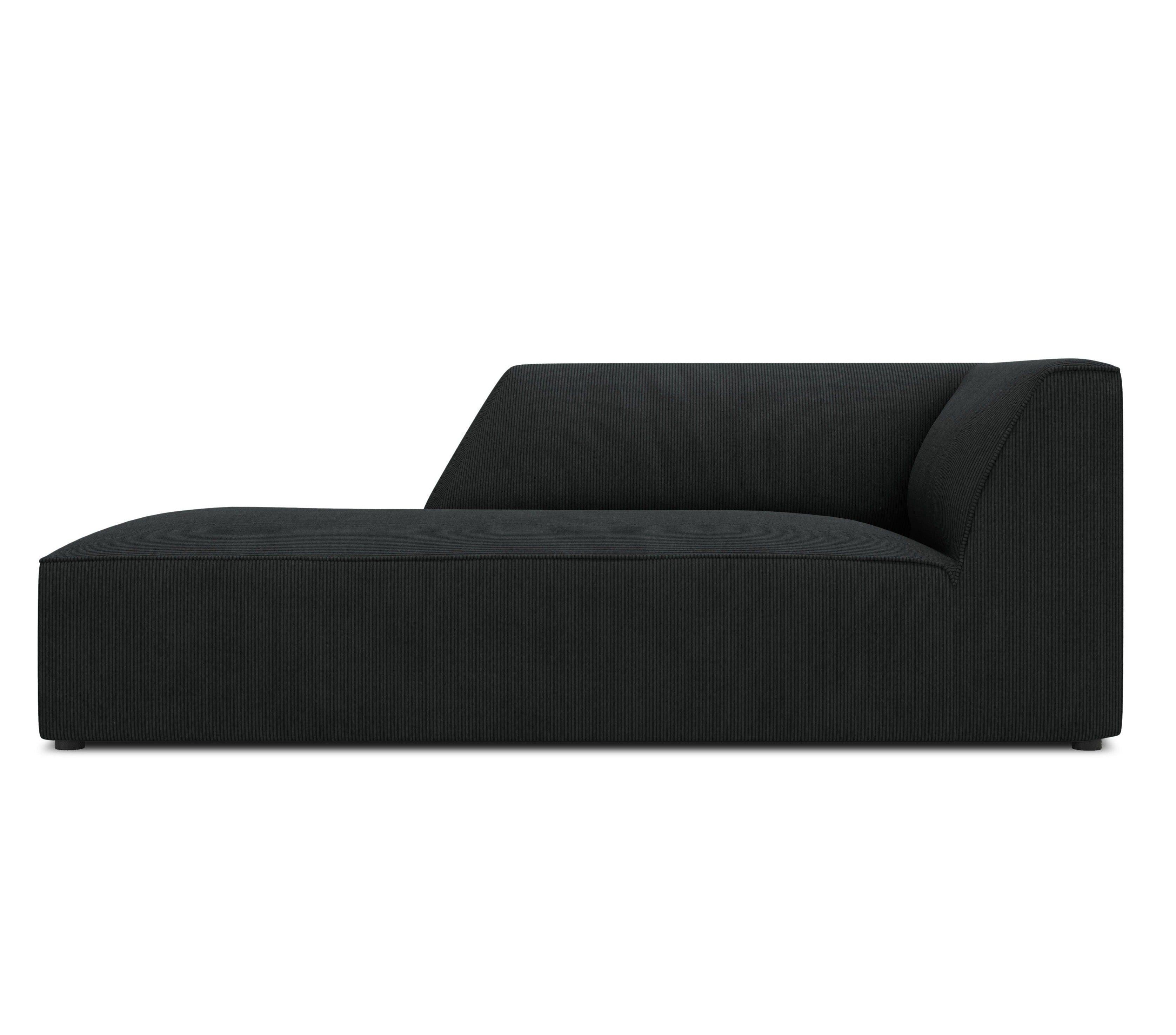 Szezlong sztruksowy lewostronny RUBY czarny Micadoni Eye on Design