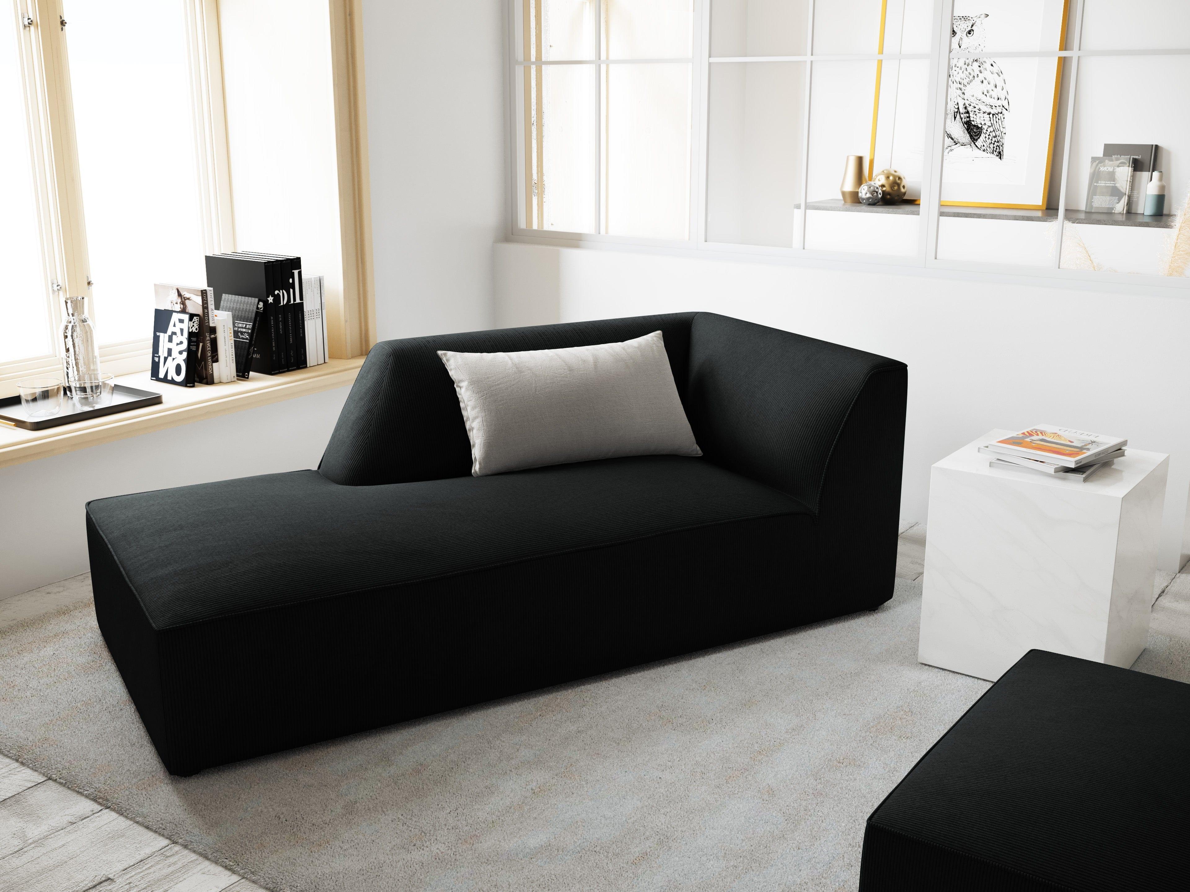 Szezlong sztruksowy lewostronny RUBY czarny Micadoni Eye on Design