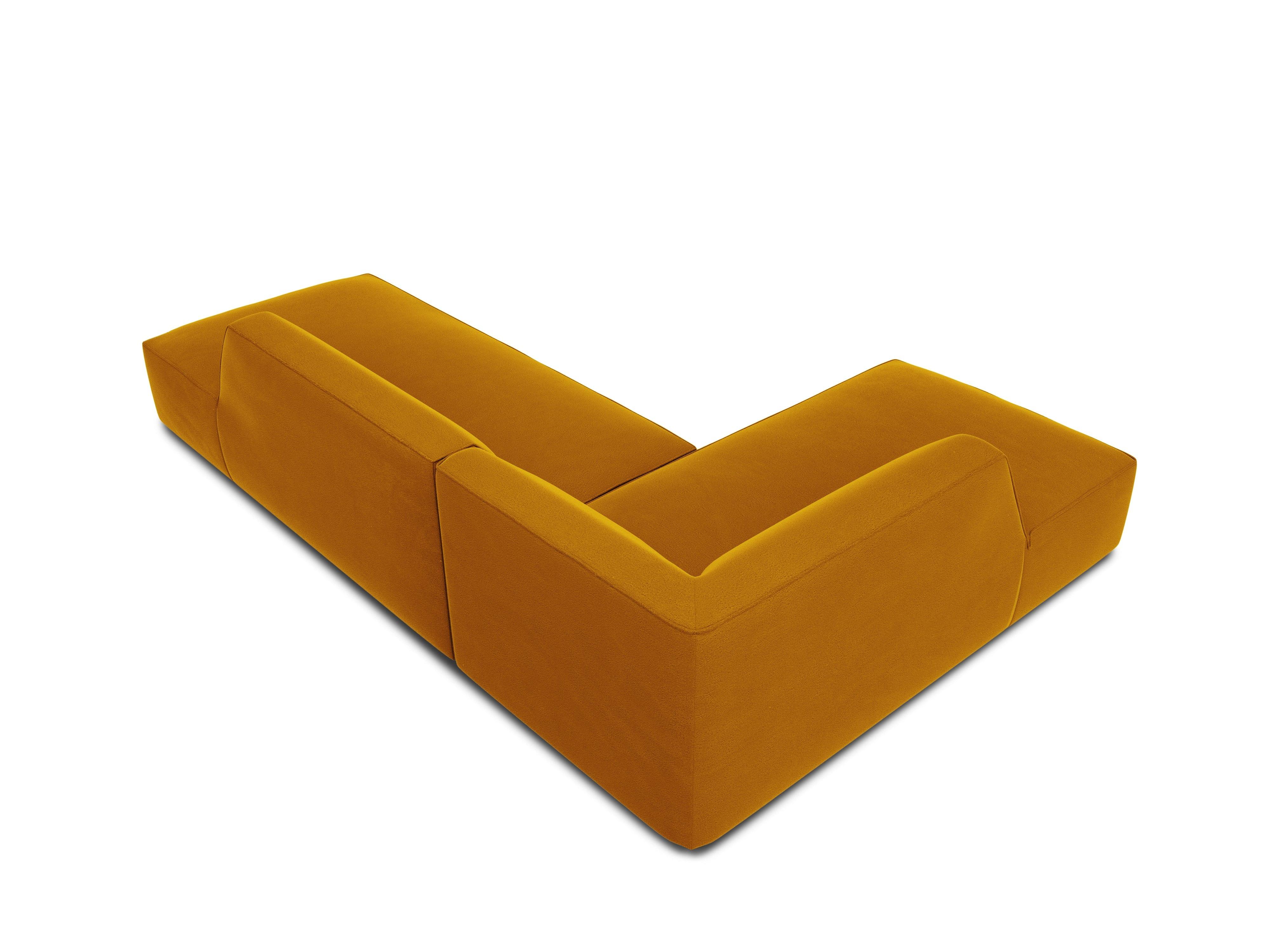 Sofa narożna aksamitna lewostronna RUBY żółty Micadoni Eye on Design