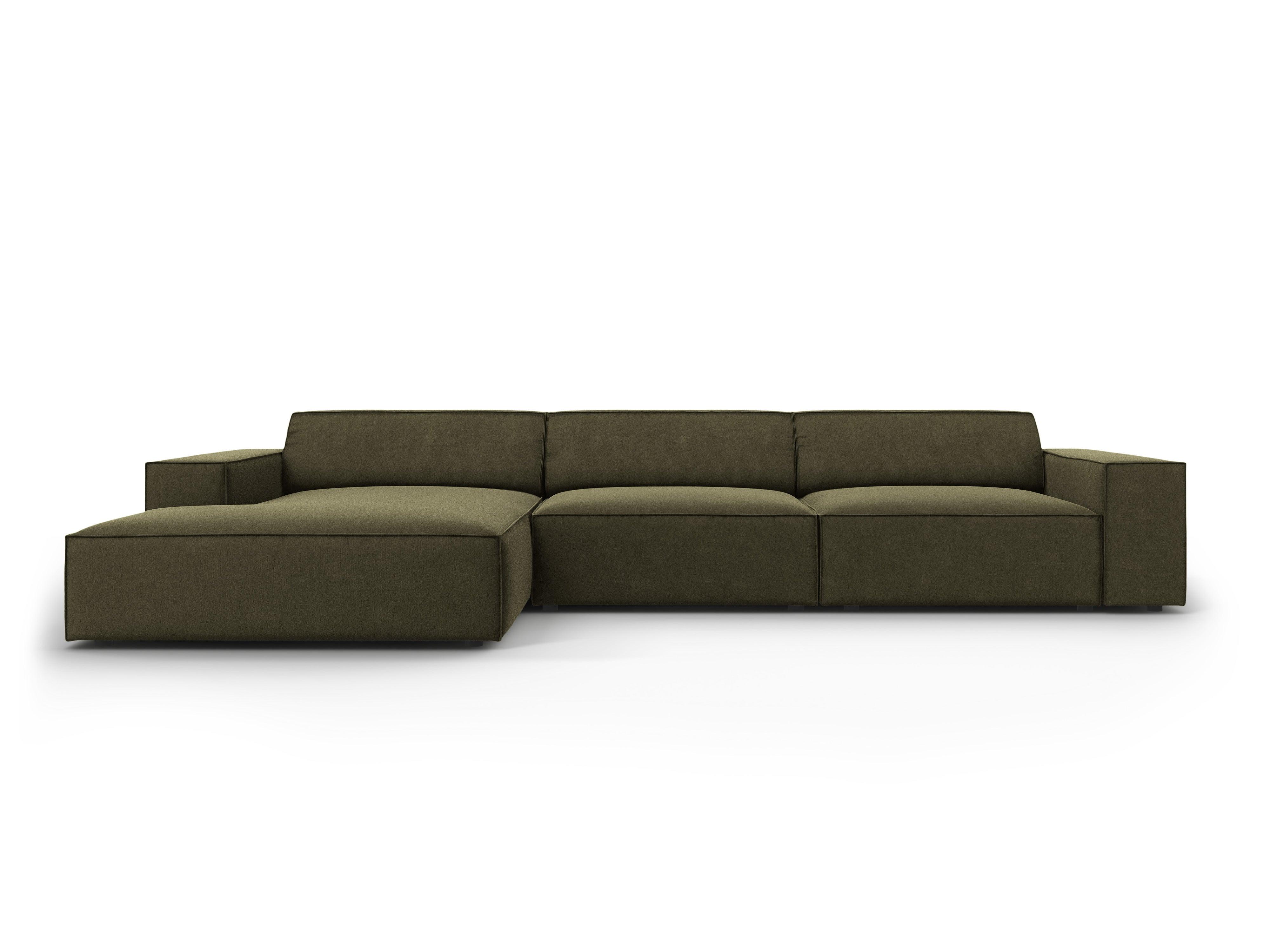 Narożnik aksamitny lewostronny 4-osobowy JODIE zielony Micadoni Eye on Design
