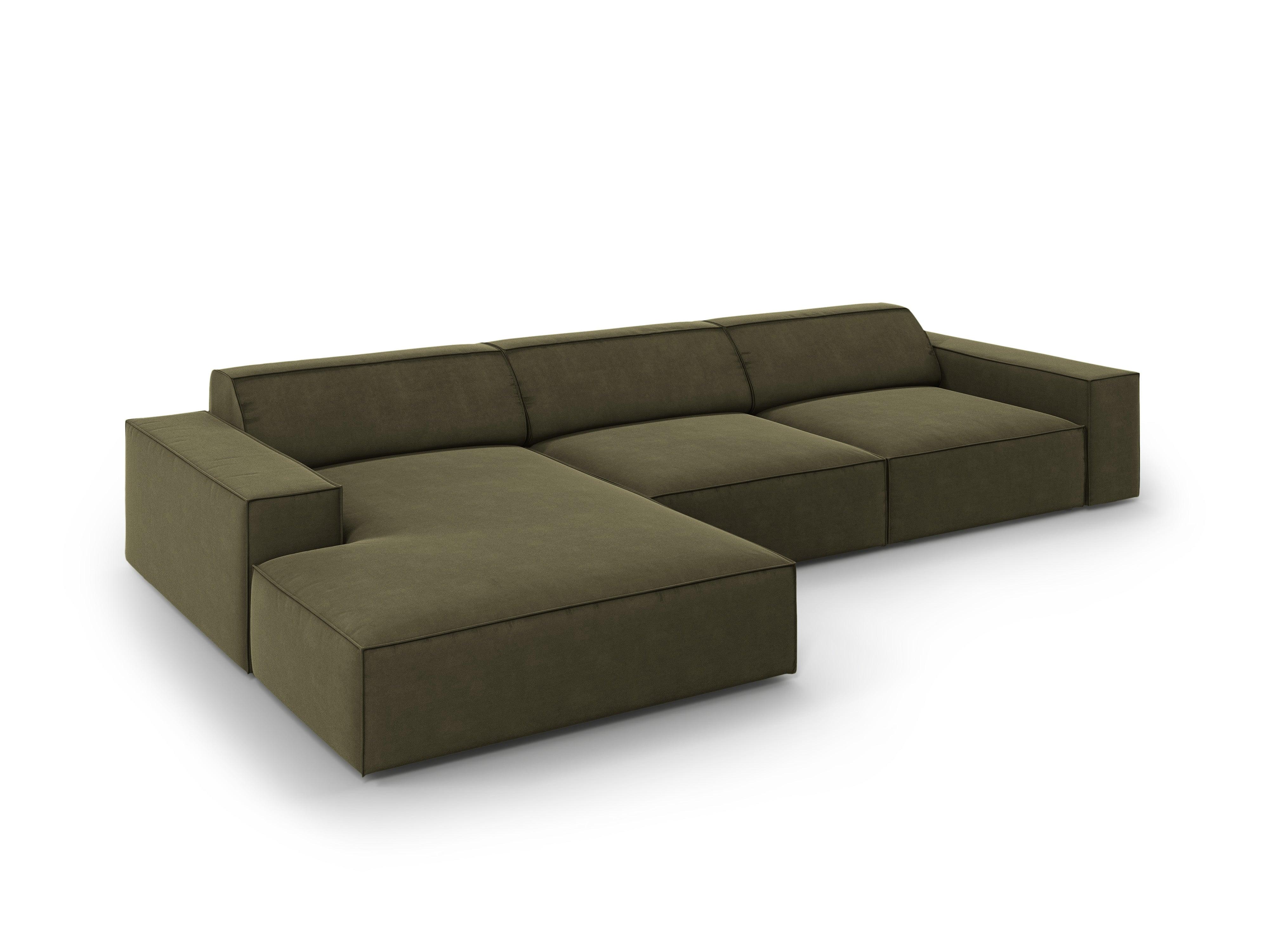 Narożnik aksamitny lewostronny 4-osobowy JODIE zielony Micadoni Eye on Design