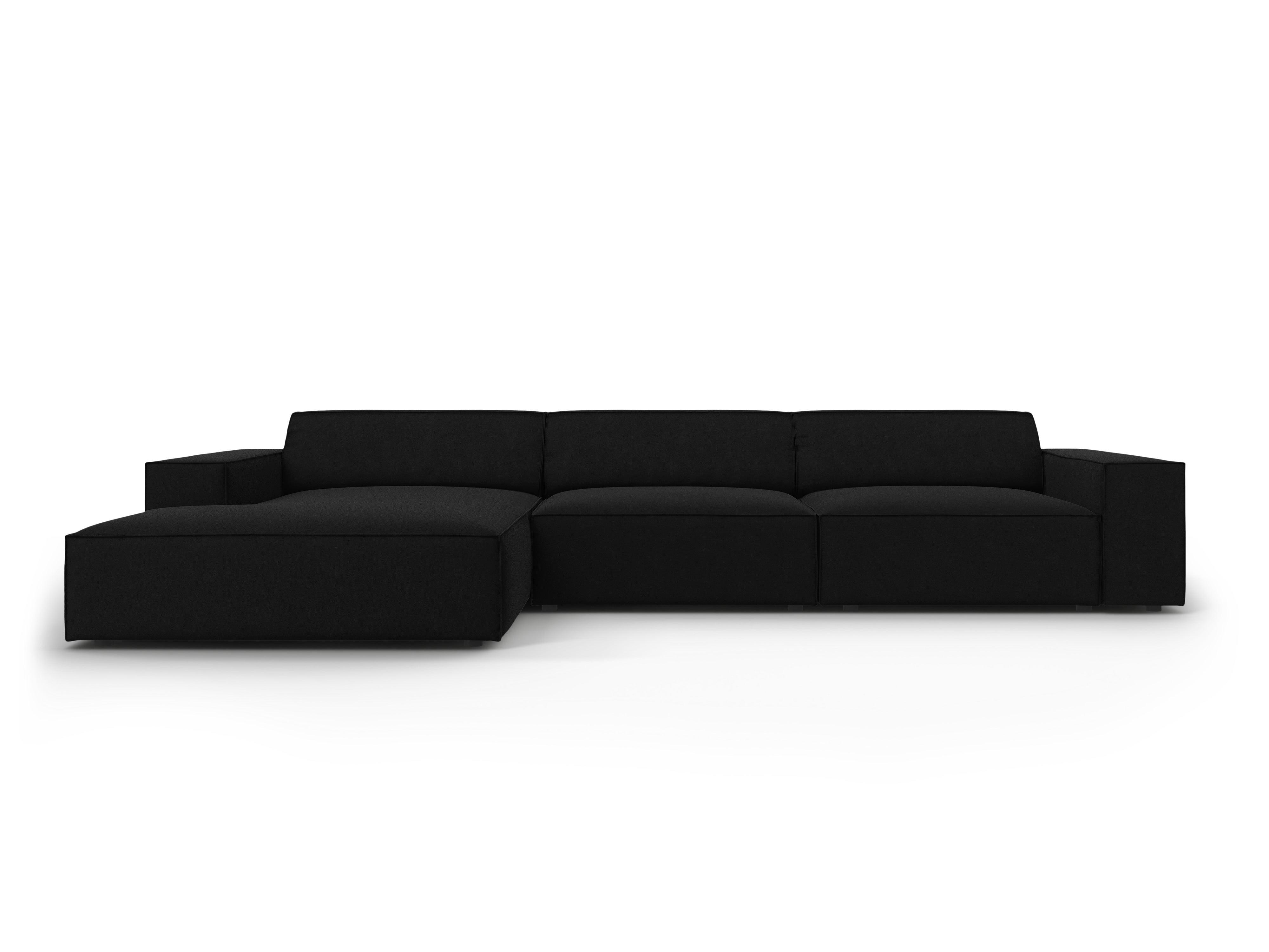 Narożnik aksamitny lewostronny 4-osobowy JODIE czarny Micadoni Eye on Design