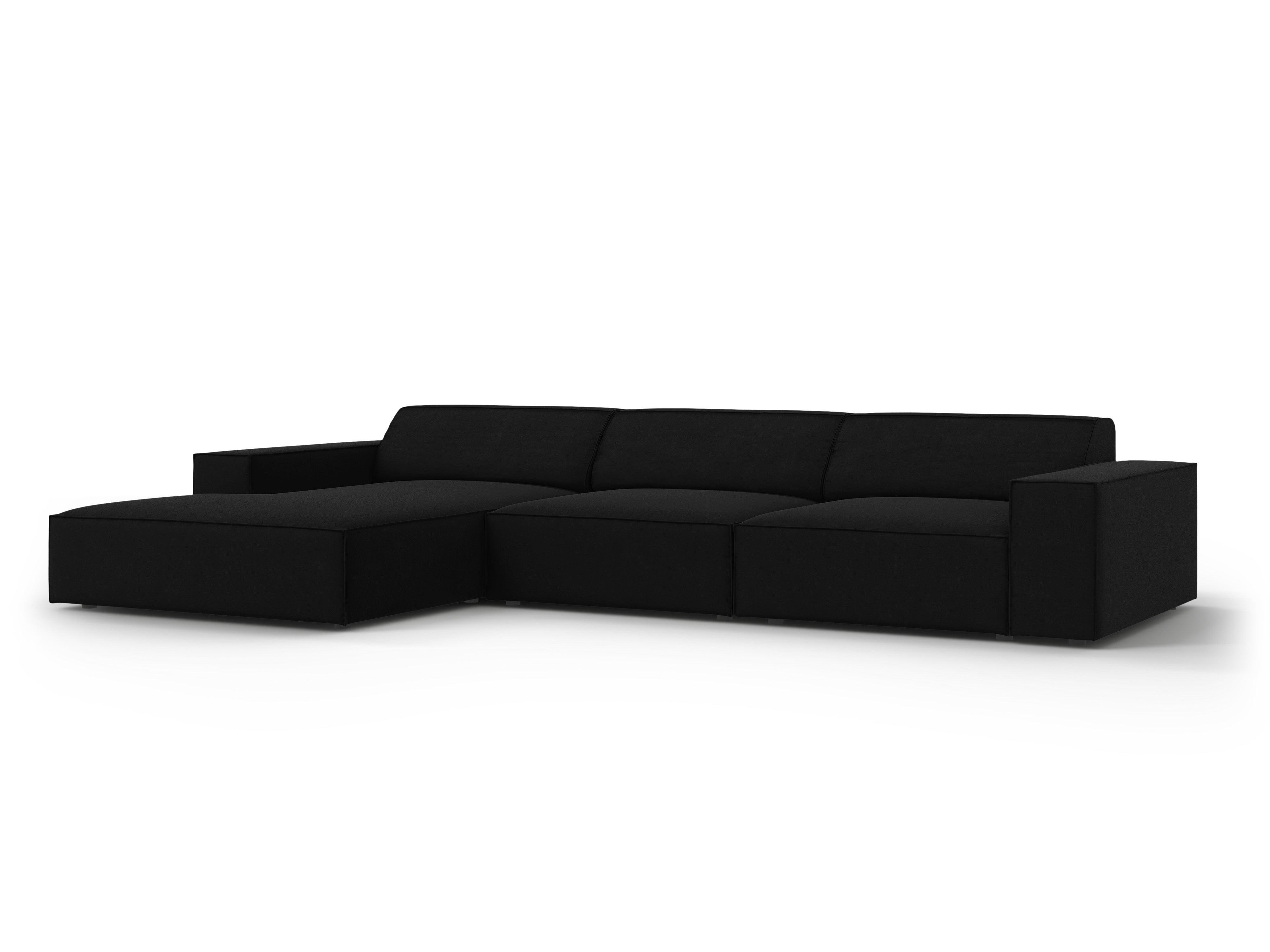 Narożnik aksamitny lewostronny 4-osobowy JODIE czarny Micadoni Eye on Design