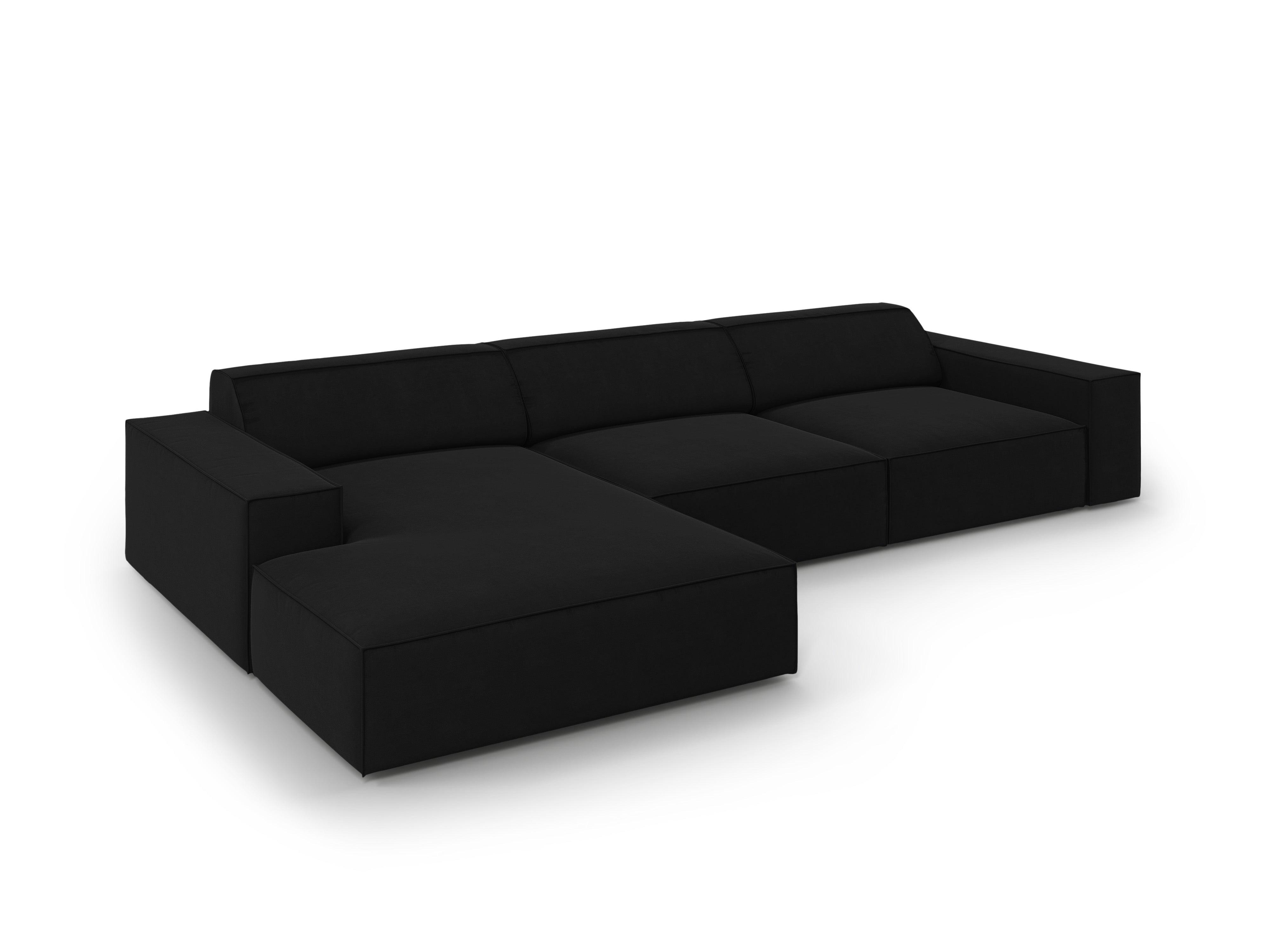 Narożnik aksamitny lewostronny 4-osobowy JODIE czarny Micadoni Eye on Design