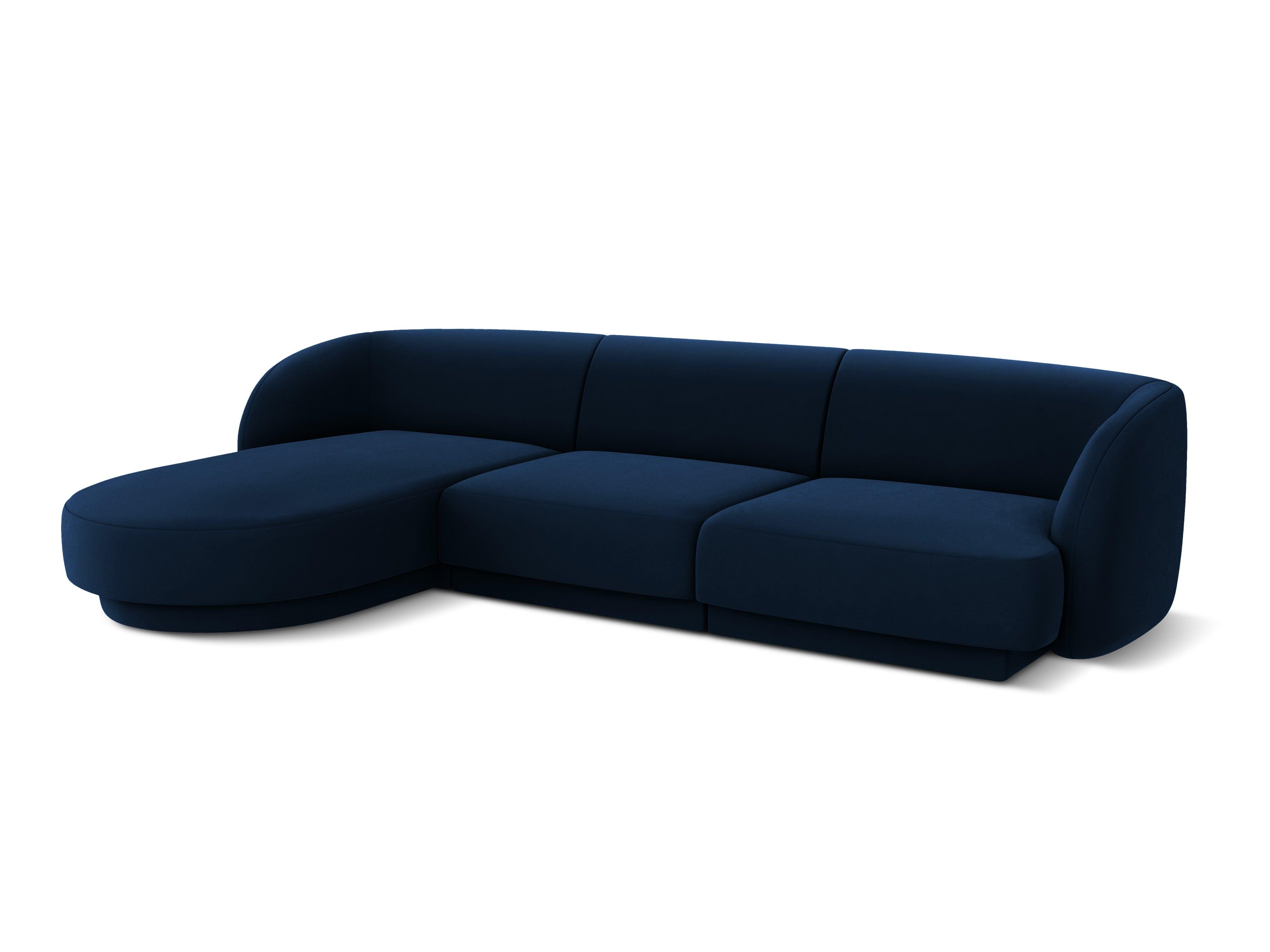 Narożnik aksamitny 4-osobowy lewostronny MILEY granatowy Micadoni Eye on Design
