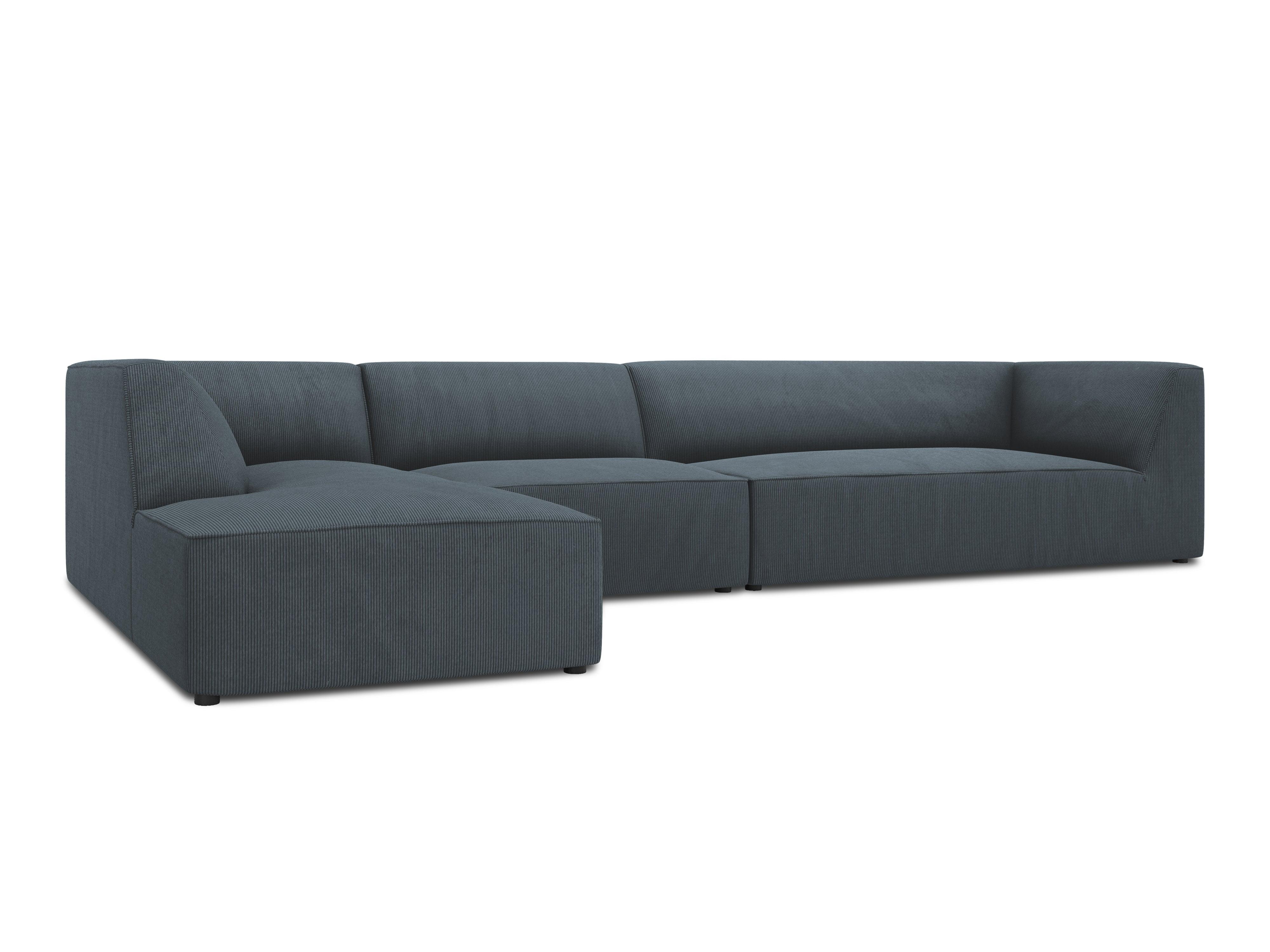 Narożnik sztruksowy 5-osobowy lewostronny RUBY niebieski Micadoni Eye on Design