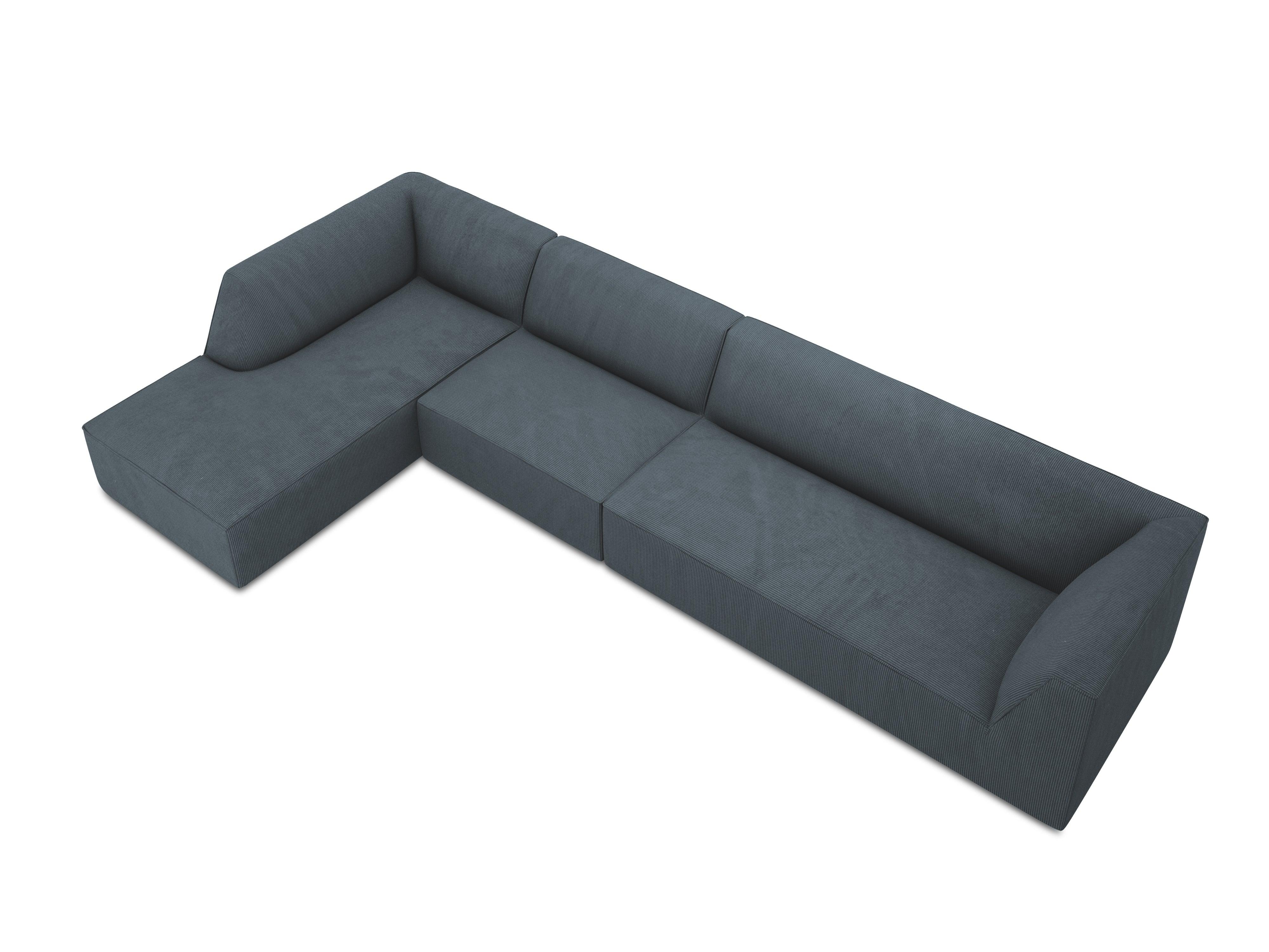 Narożnik sztruksowy 5-osobowy lewostronny RUBY niebieski Micadoni Eye on Design