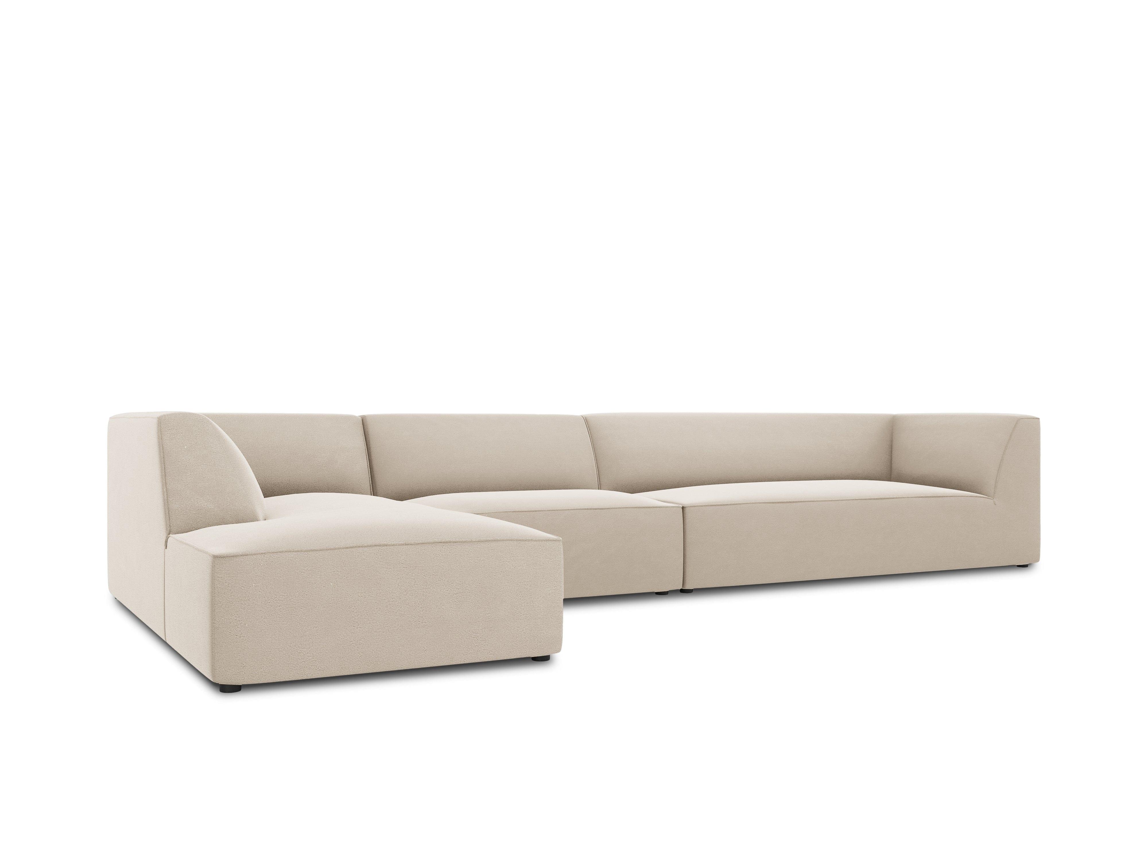 Narożnik aksamitny 5-osobowy lewostronny RUBY beżowy Micadoni Eye on Design