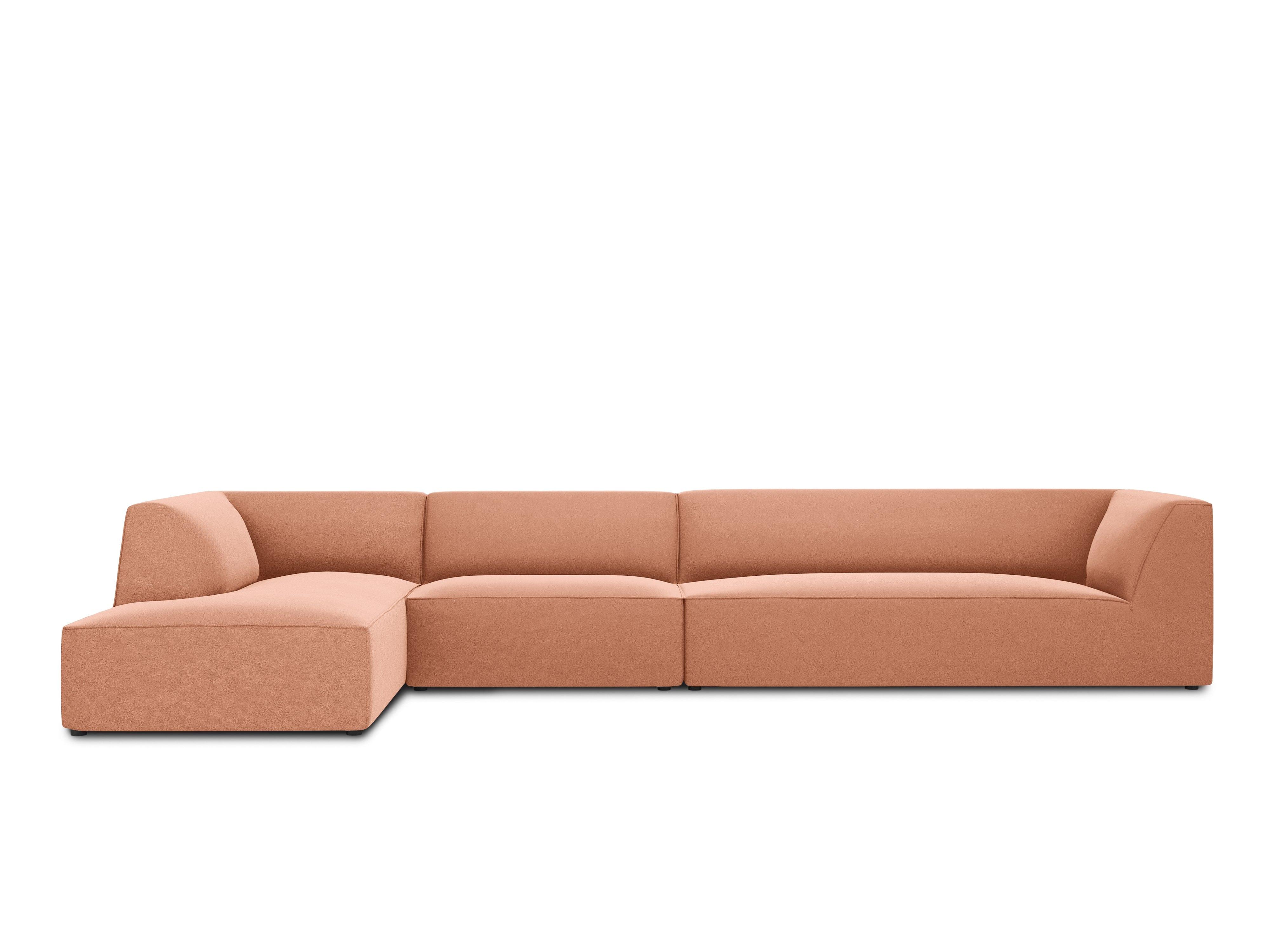 Narożnik aksamitny 5-osobowy lewostronny RUBY łososiowy Micadoni Eye on Design
