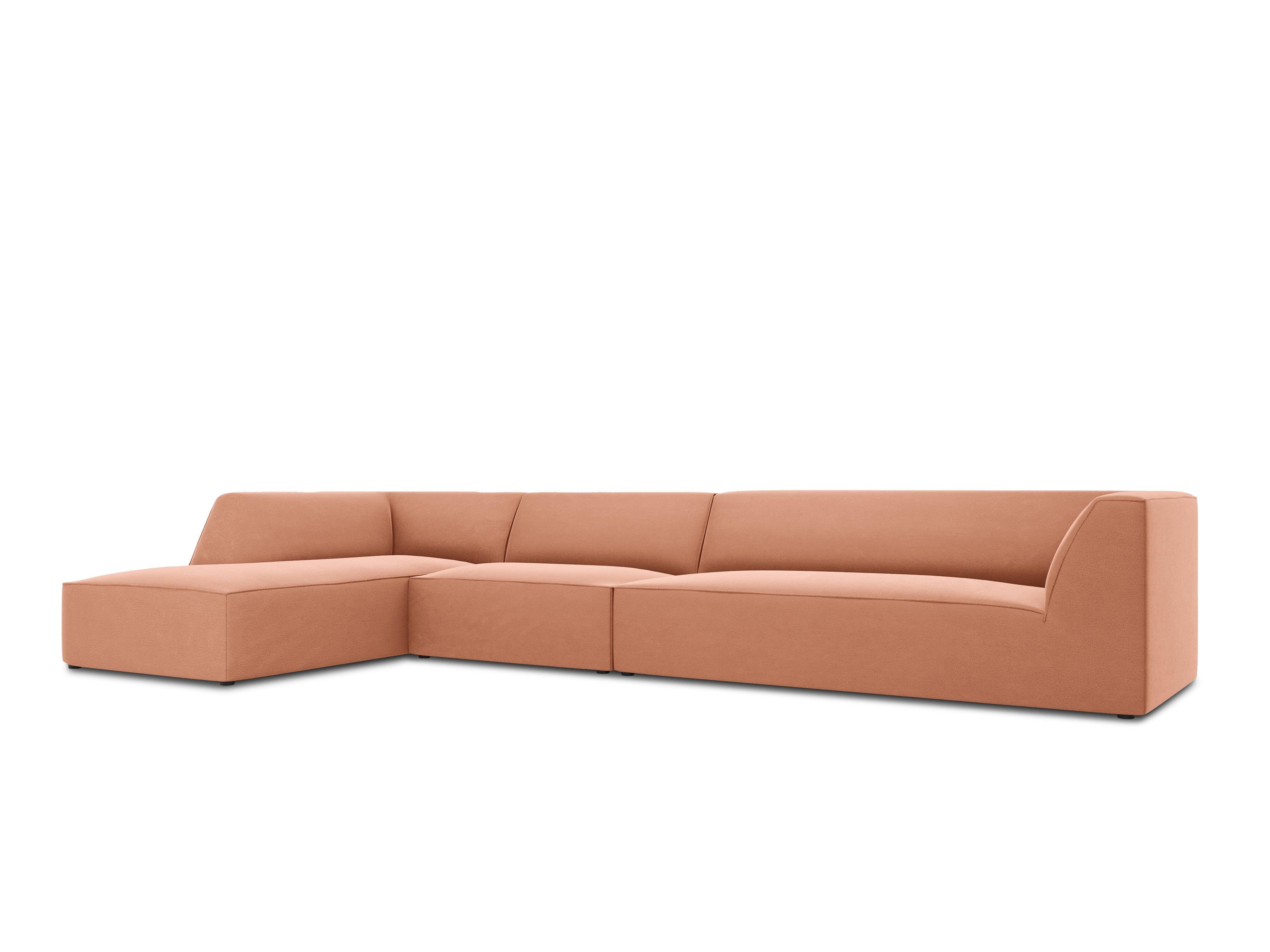 Narożnik aksamitny 5-osobowy lewostronny RUBY łososiowy Micadoni Eye on Design