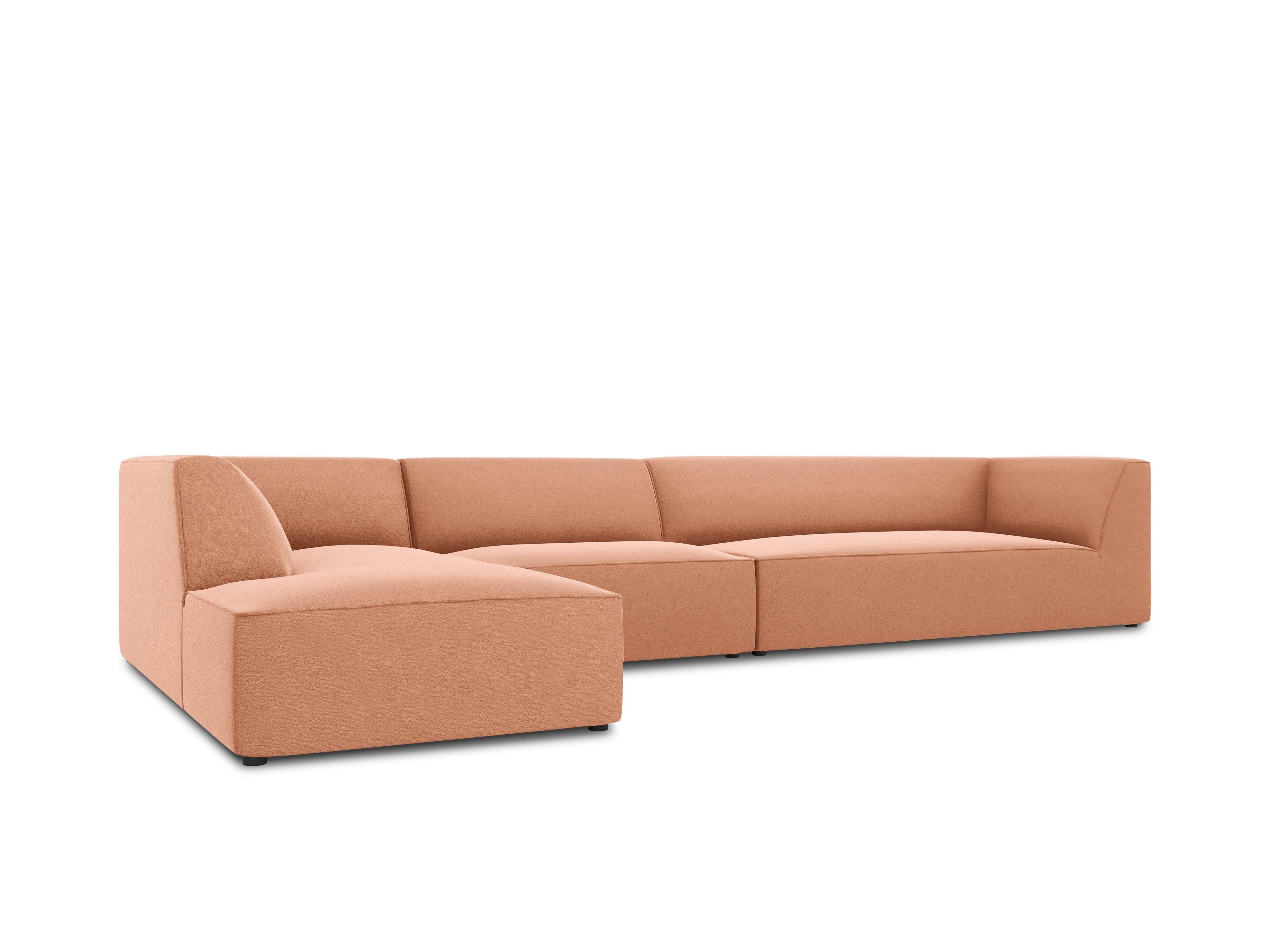 Narożnik aksamitny 5-osobowy lewostronny RUBY łososiowy Micadoni Eye on Design