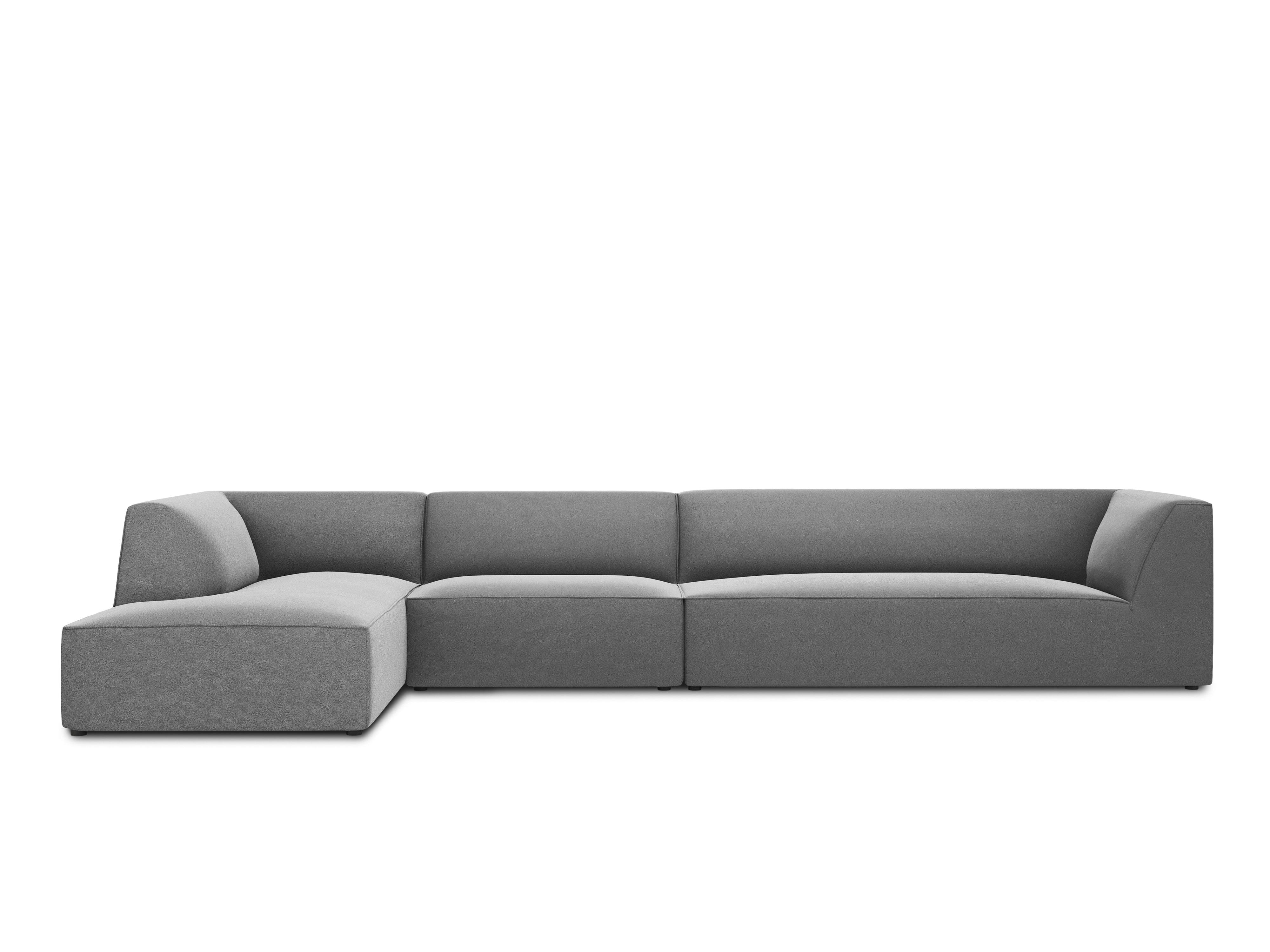 Narożnik aksamitny 5-osobowy lewostronny RUBY jasnoszary Micadoni Eye on Design