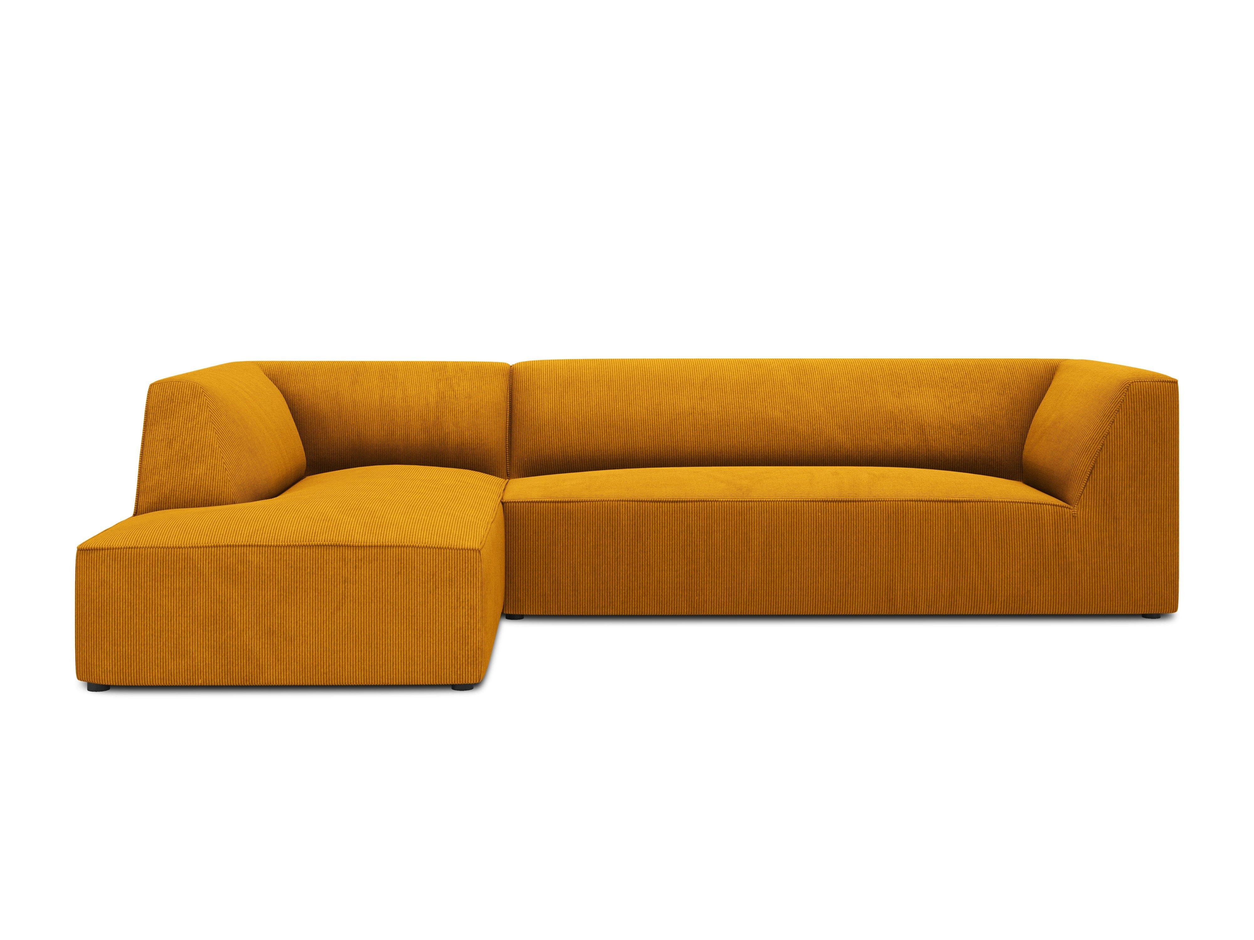 Narożnik sztruksowy 4-osobowy lewostronny RUBY żółty Micadoni Eye on Design