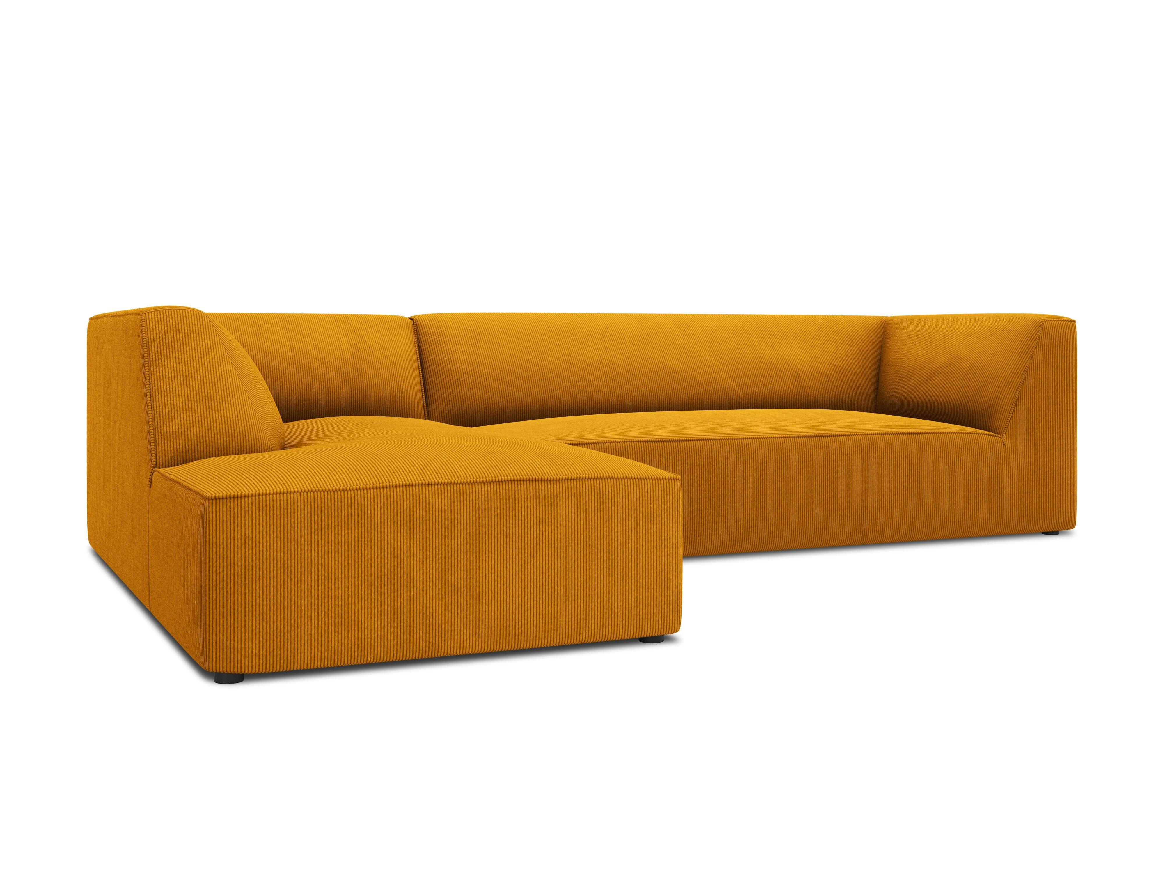 Narożnik sztruksowy 4-osobowy lewostronny RUBY żółty Micadoni Eye on Design