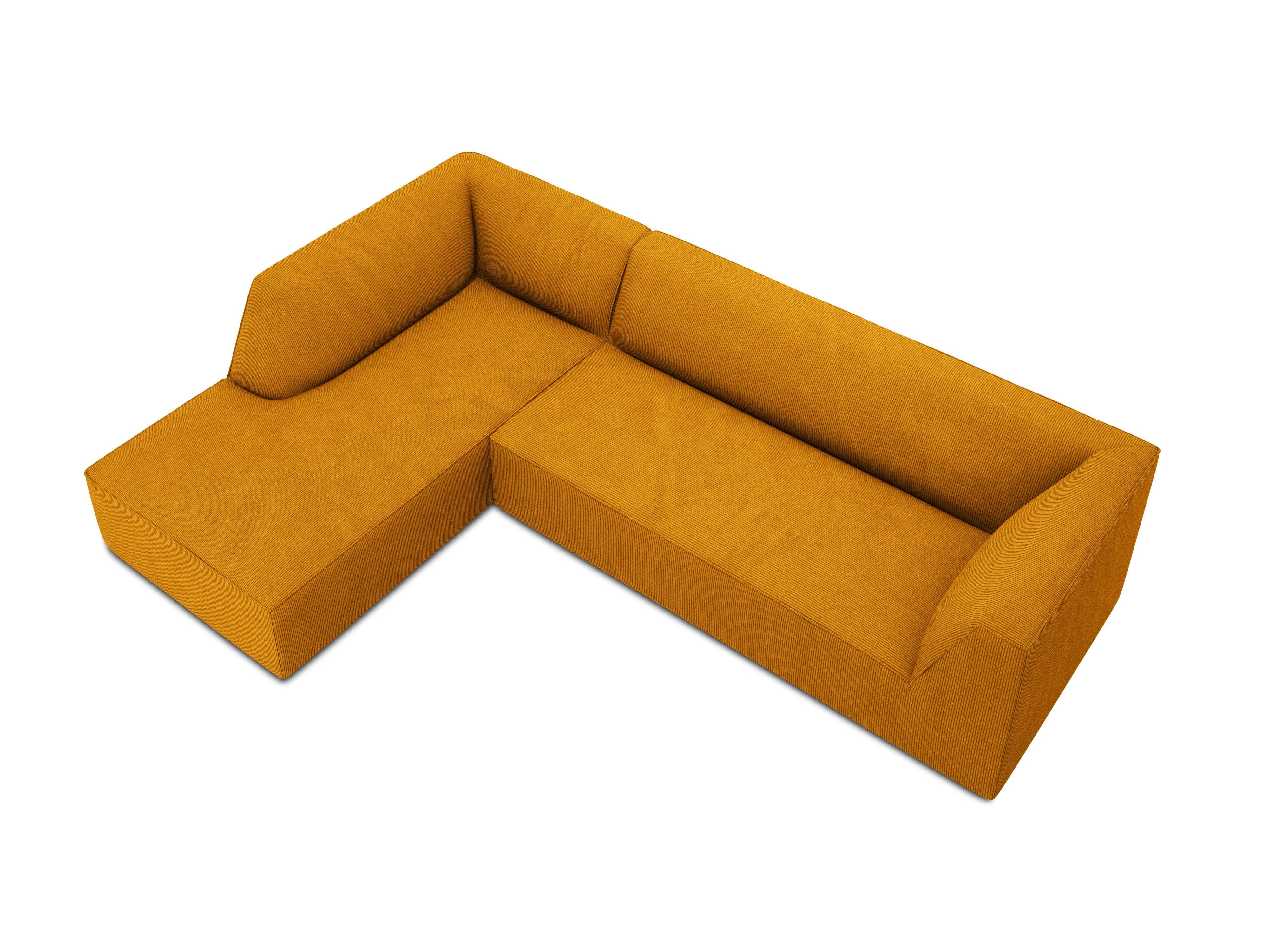 Narożnik sztruksowy 4-osobowy lewostronny RUBY żółty Micadoni Eye on Design