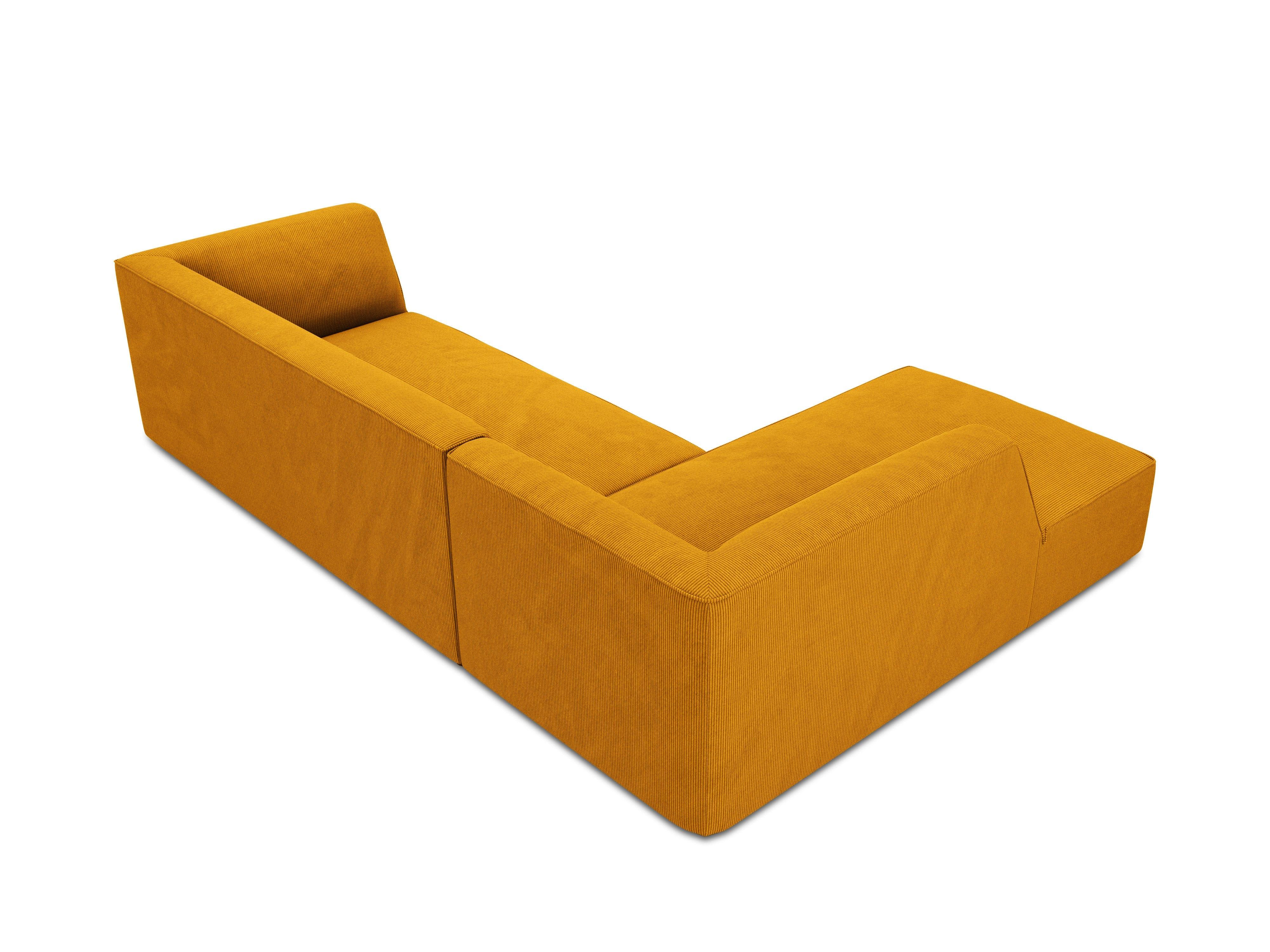 Narożnik sztruksowy 4-osobowy lewostronny RUBY żółty Micadoni Eye on Design
