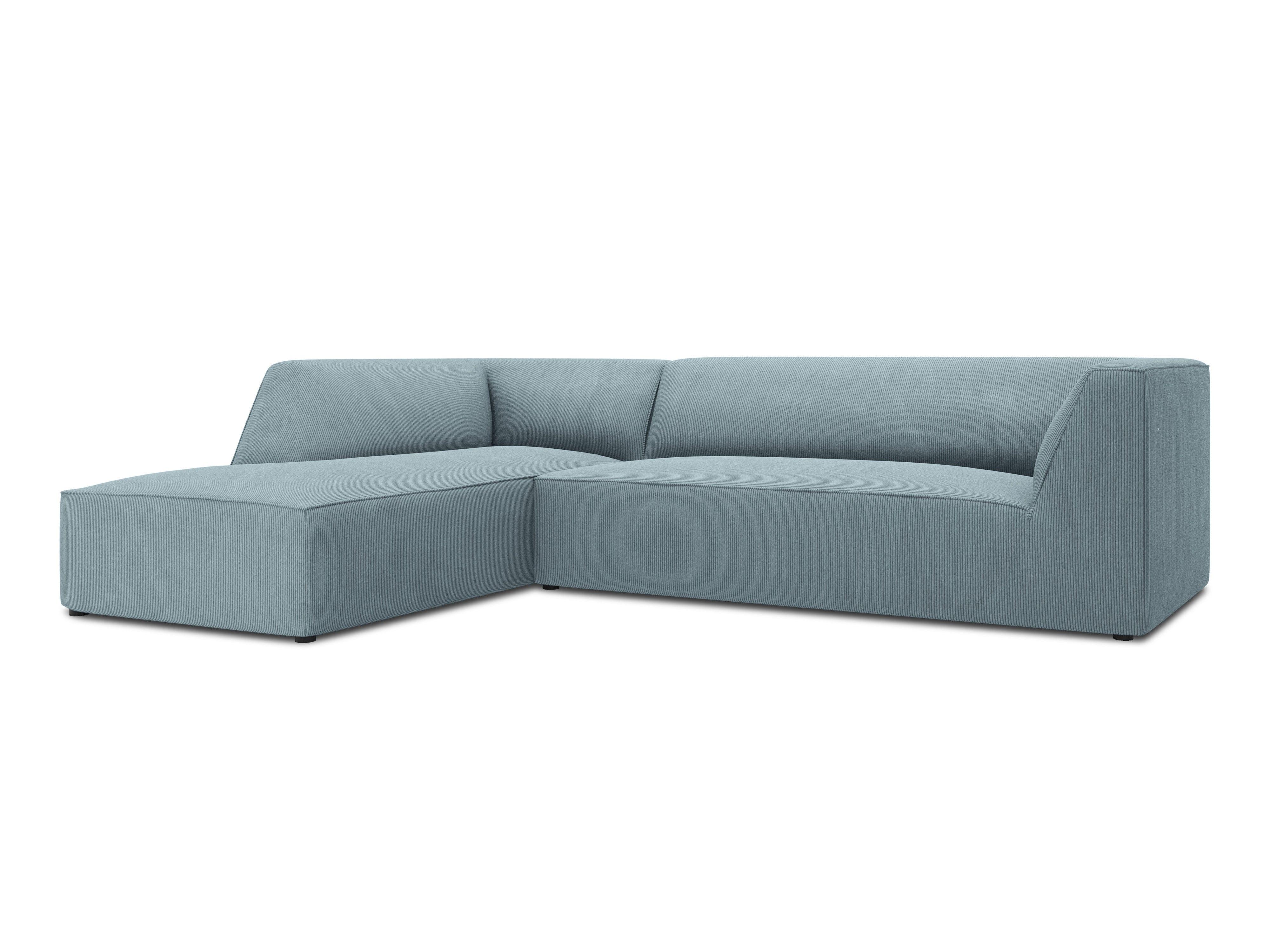 Narożnik sztruksowy 4-osobowy lewostronny RUBY jasnoniebieski Micadoni Eye on Design