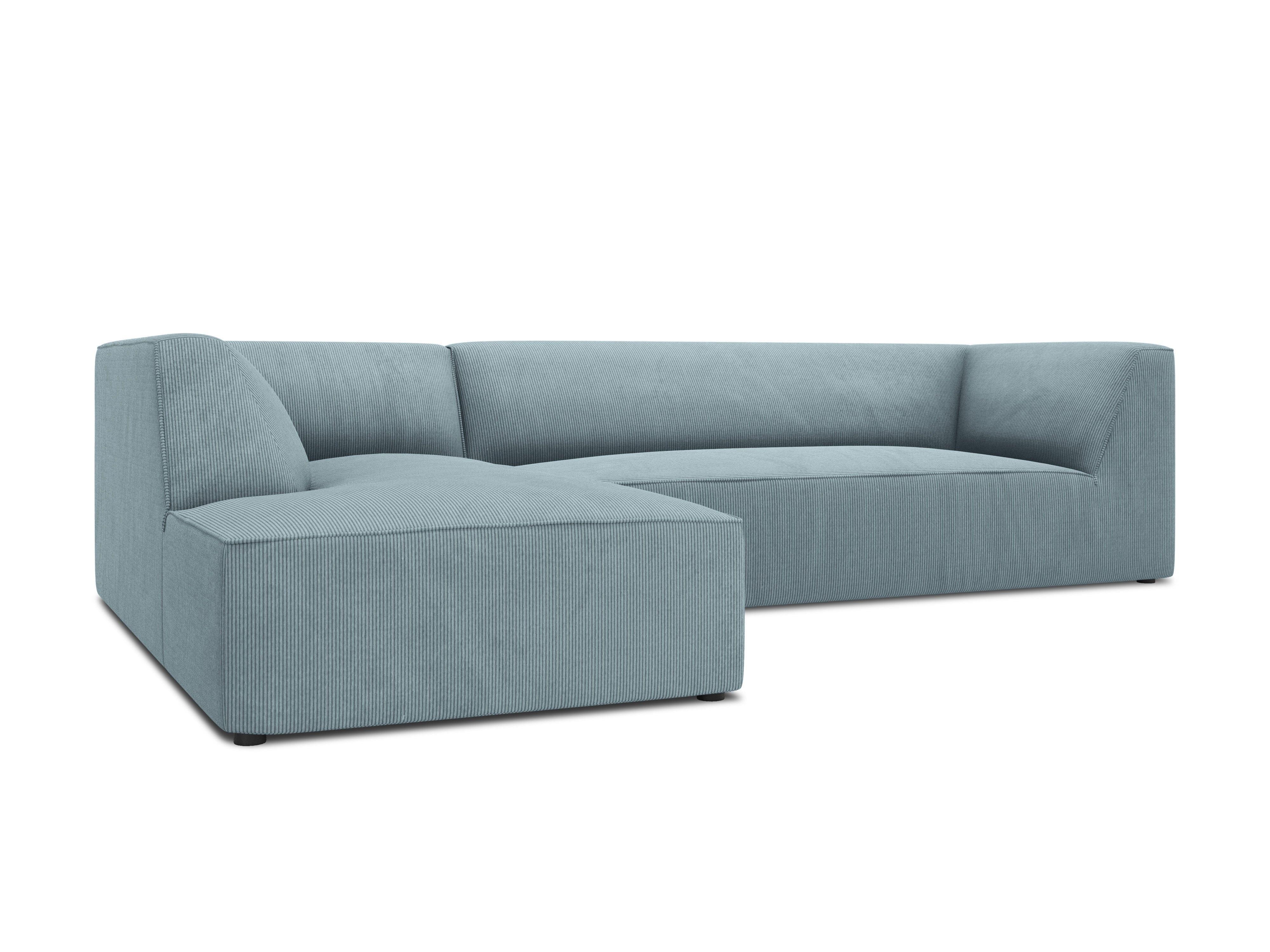 Narożnik sztruksowy 4-osobowy lewostronny RUBY jasnoniebieski Micadoni Eye on Design