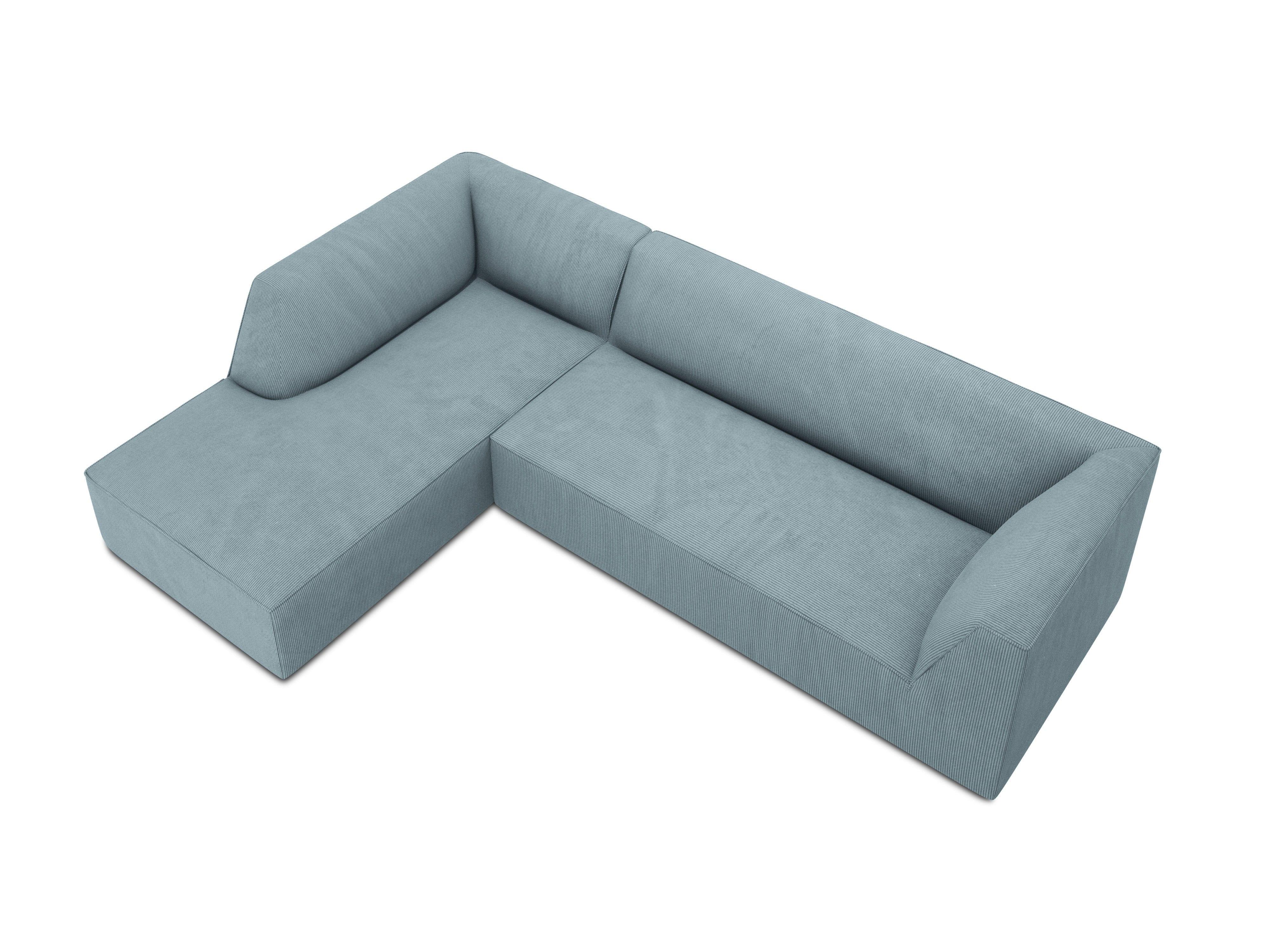 Narożnik sztruksowy 4-osobowy lewostronny RUBY jasnoniebieski Micadoni Eye on Design