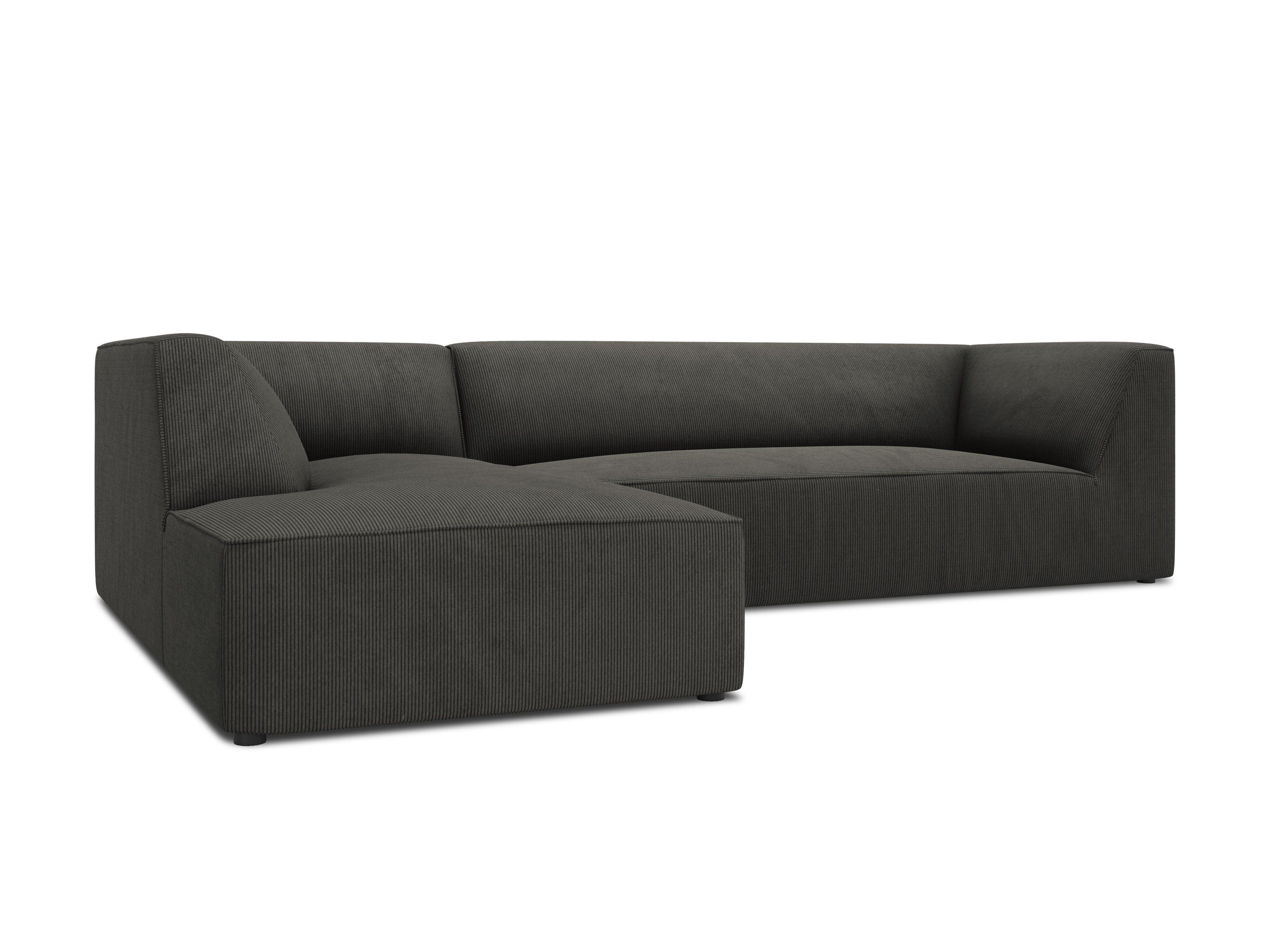 Narożnik sztruksowy 4-osobowy lewostronny RUBY ciemnoszary Micadoni Eye on Design