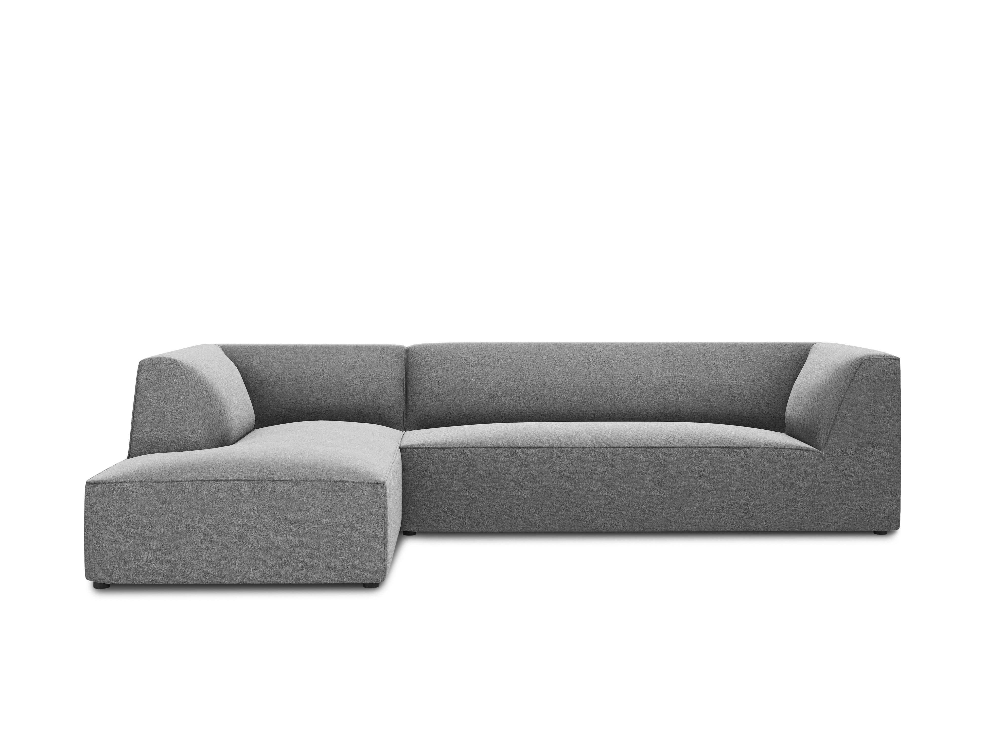 Narożnik aksamitny 4-osobowy lewostronny RUBY jasnoszary Micadoni Eye on Design