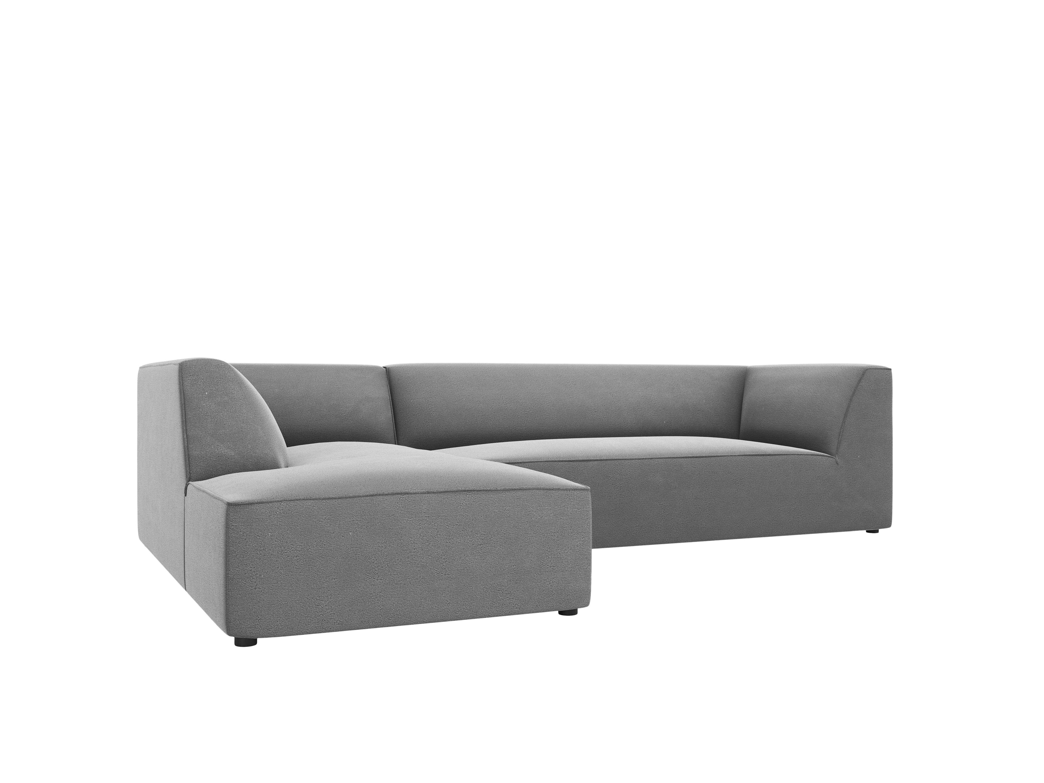 Narożnik aksamitny 4-osobowy lewostronny RUBY jasnoszary Micadoni Eye on Design