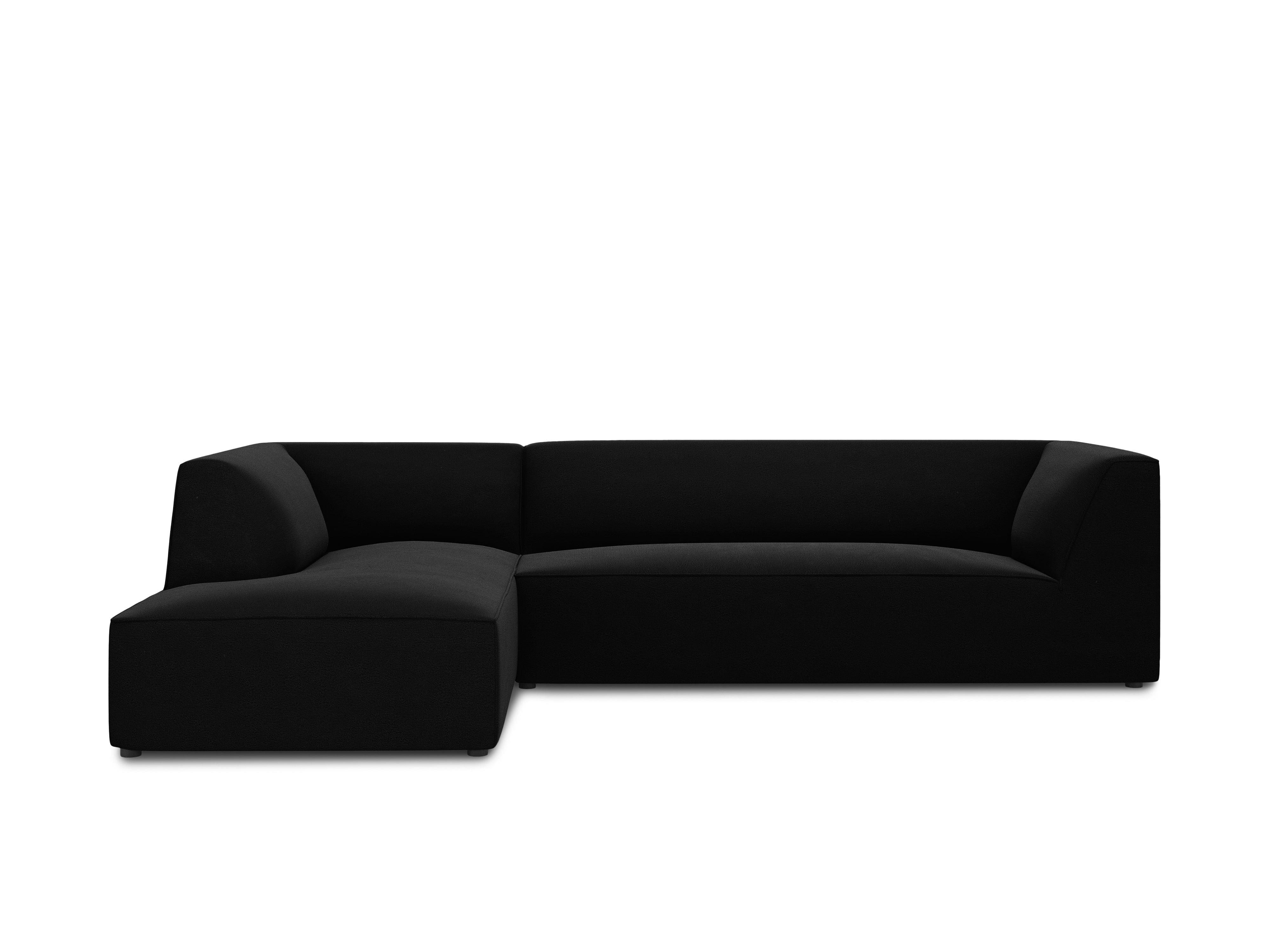 Narożnik aksamitny 4-osobowy lewostronny RUBY czarny Micadoni Eye on Design