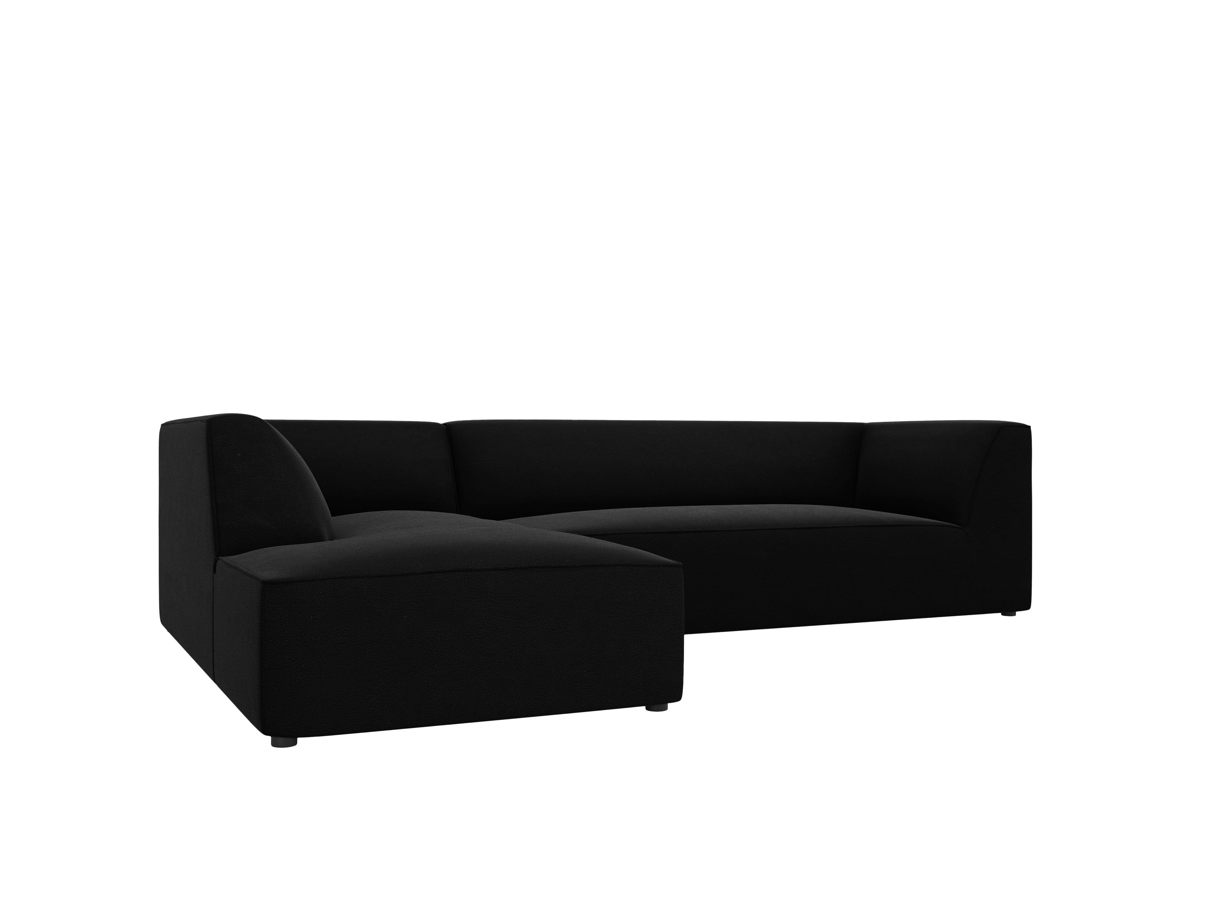 Narożnik aksamitny 4-osobowy lewostronny RUBY czarny Micadoni Eye on Design