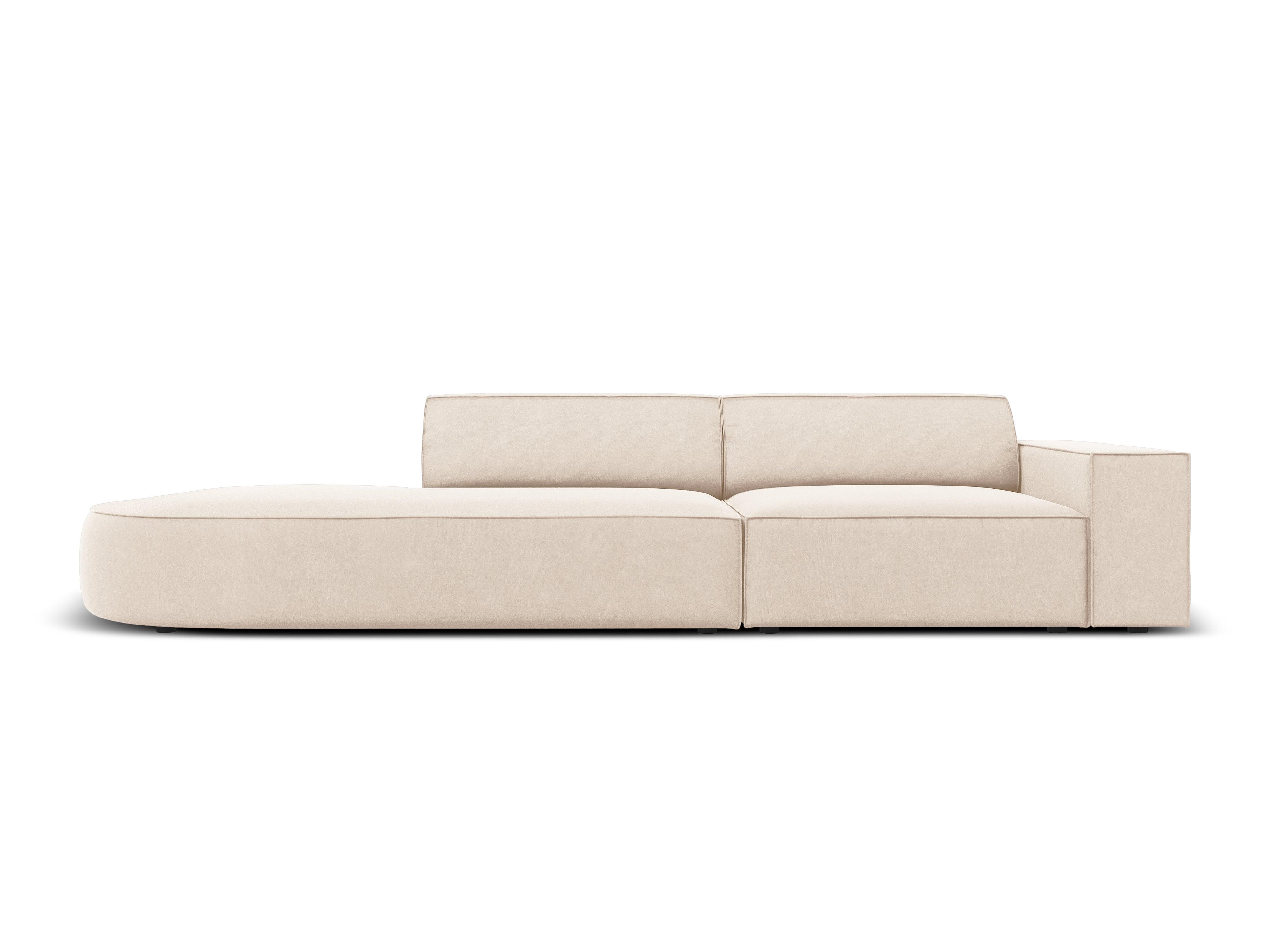 Sofa aksamitna lewostronna okrągła 3-osobowa JODIE jasnobeżowy Micadoni Eye on Design