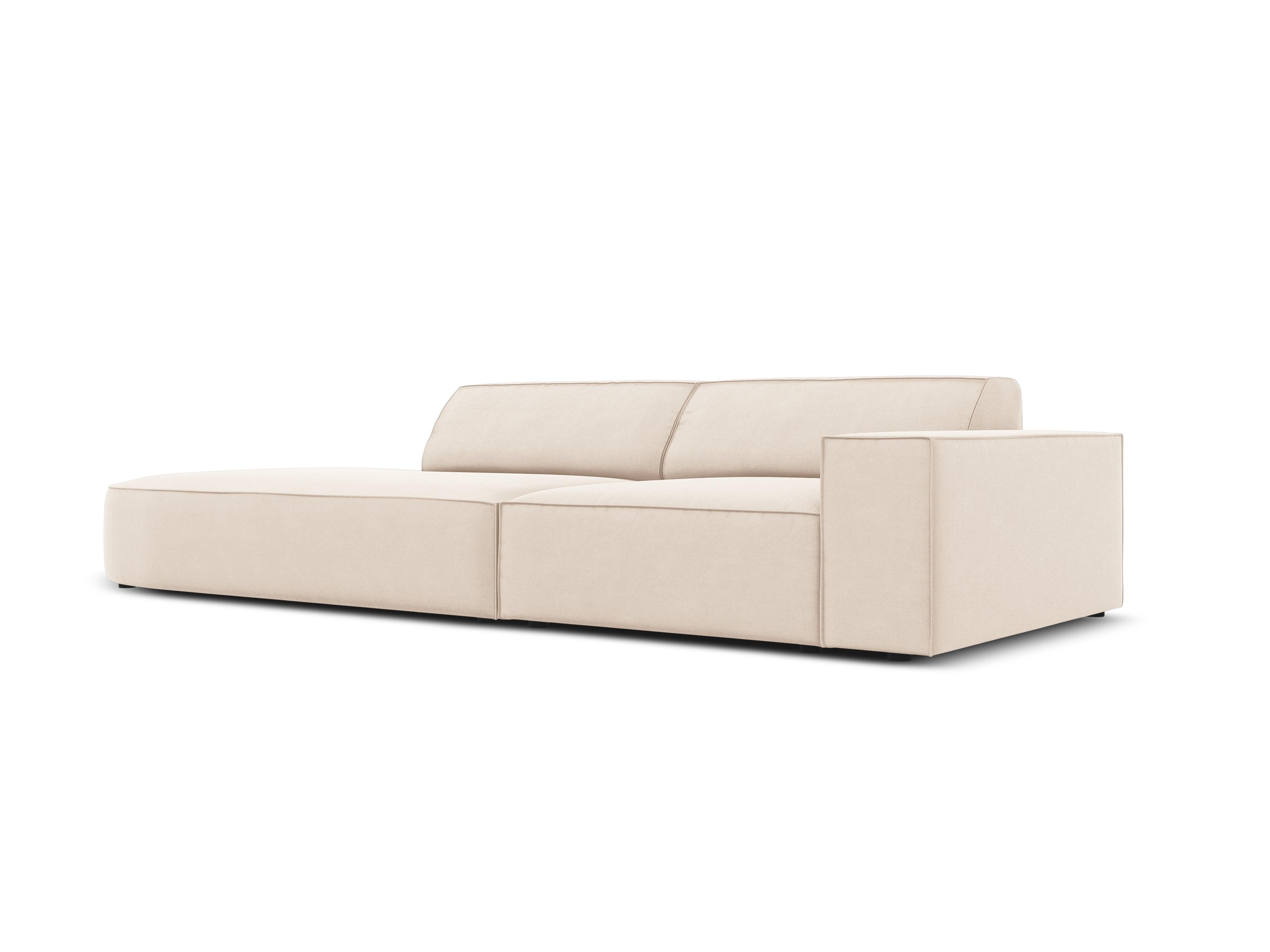 Sofa aksamitna lewostronna okrągła 3-osobowa JODIE jasnobeżowy Micadoni Eye on Design