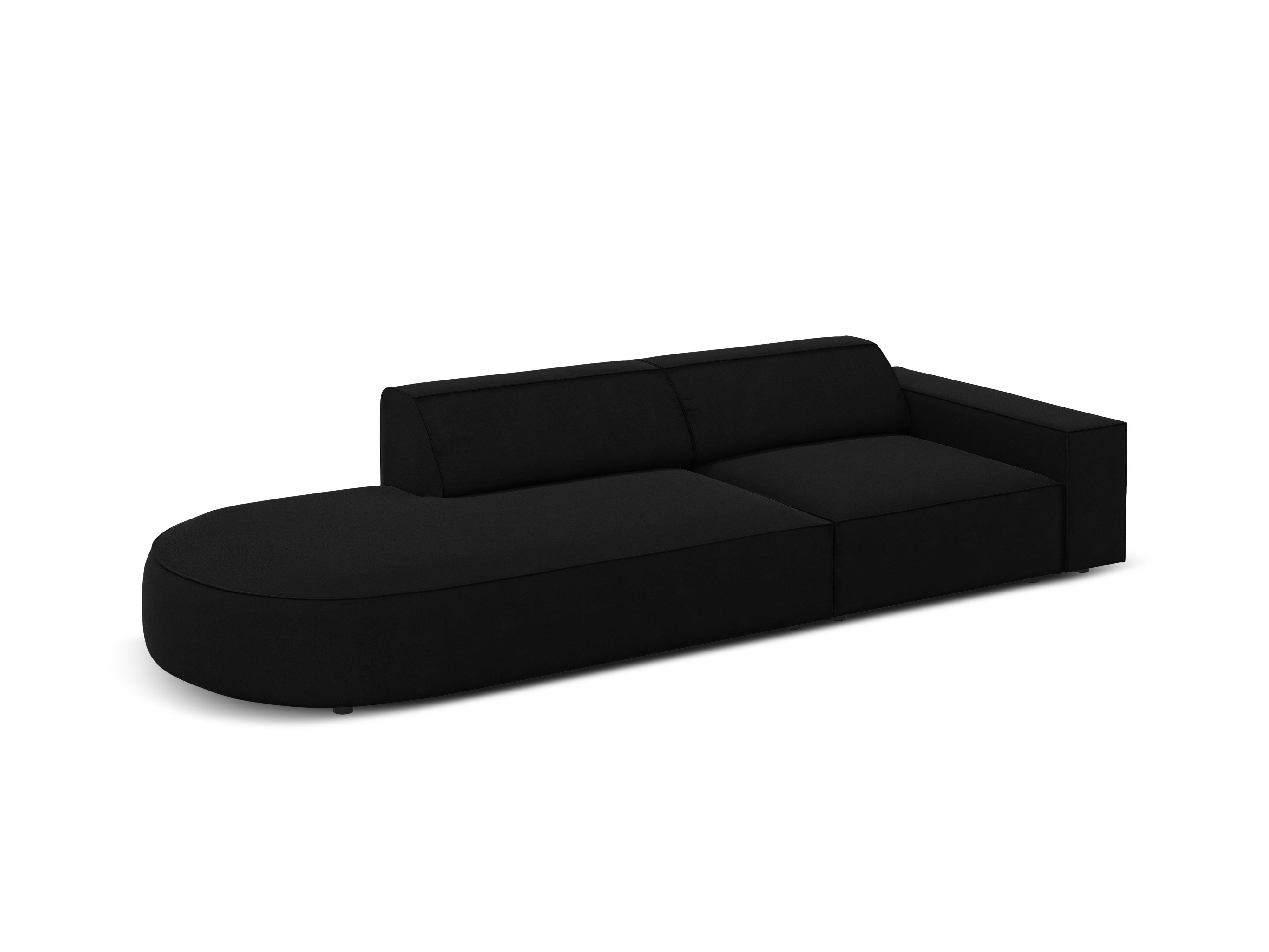 Sofa aksamitna lewostronna okrągła 3-osobowa JODIE czarny Micadoni Eye on Design
