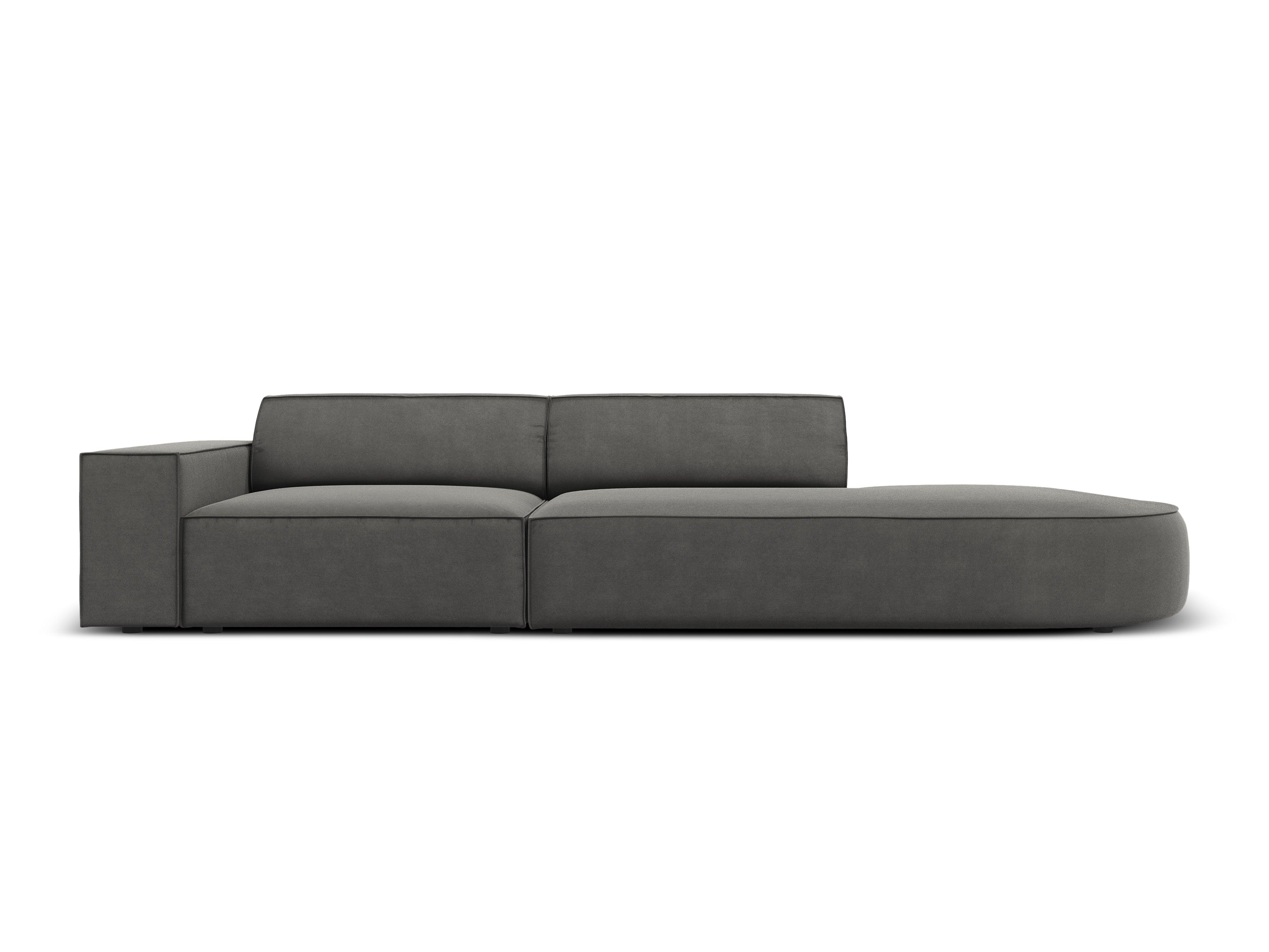Sofa aksamitna prawostronna okrągła 3-osobowa JODIE jasnoszary Micadoni Eye on Design