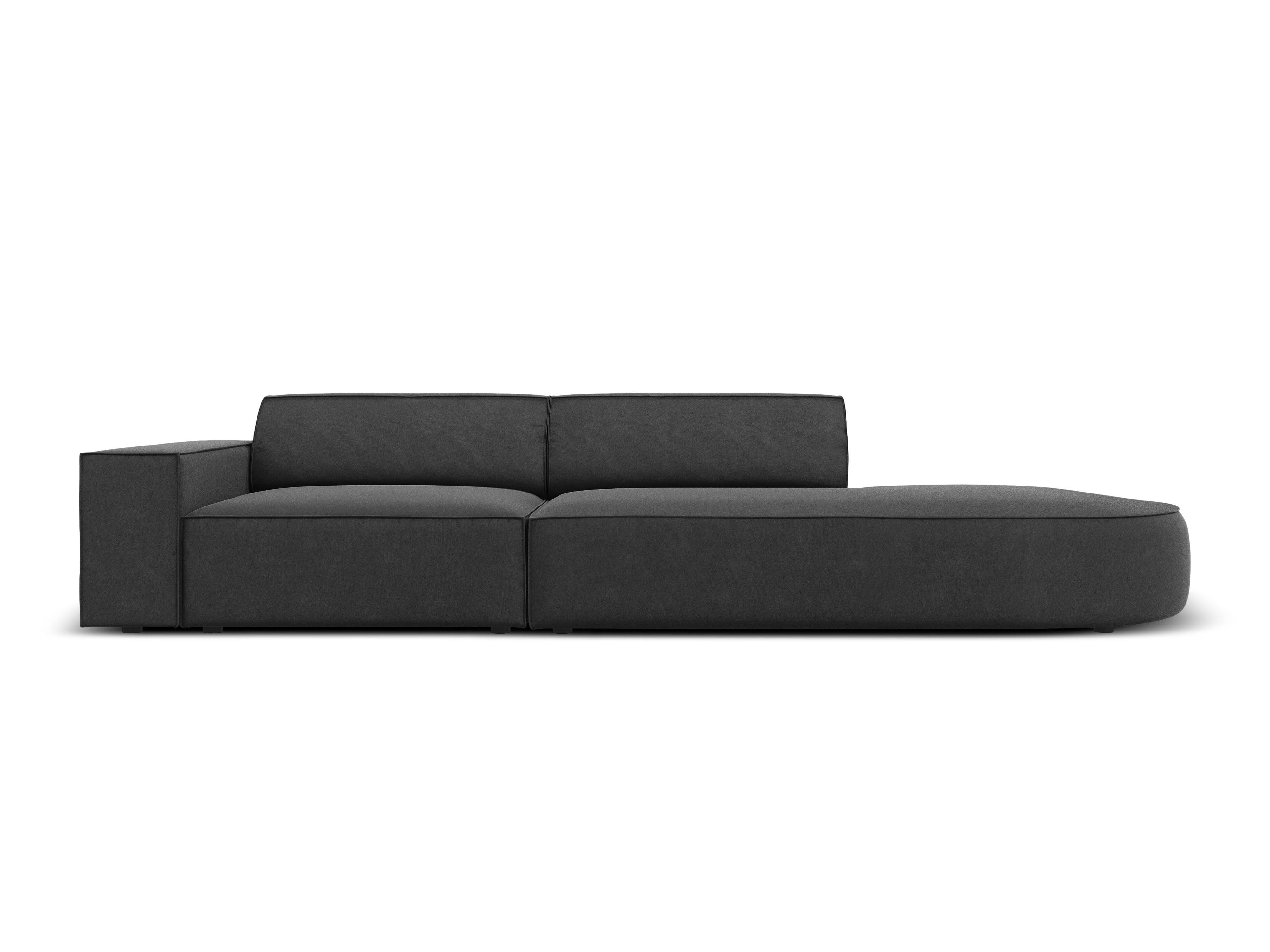 Sofa aksamitna prawostronna okrągła 3-osobowa JODIE ciemnoszary Micadoni Eye on Design