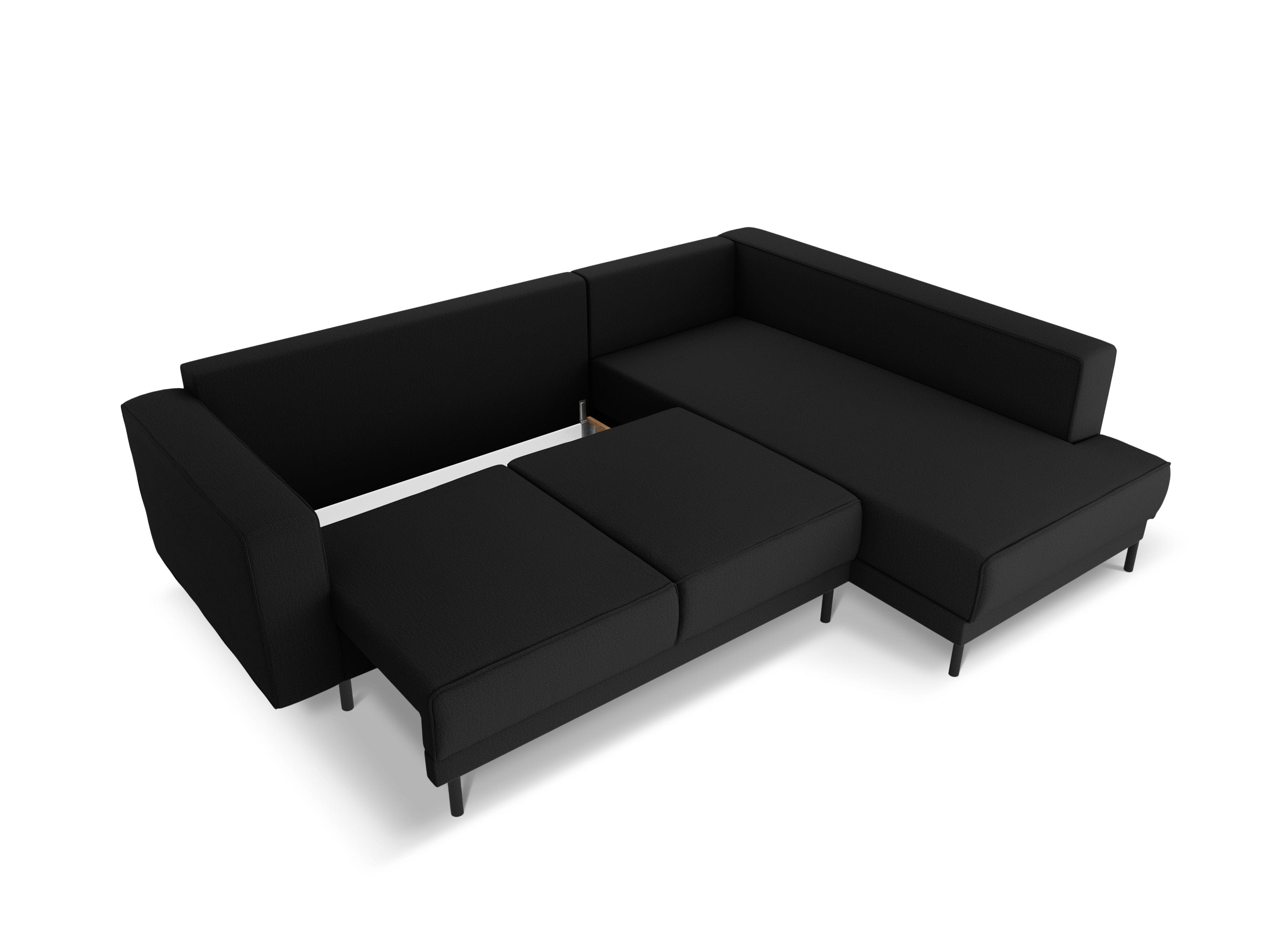 Narożnik prawostronny z funkcją spania CARO czarny Micadoni Eye on Design