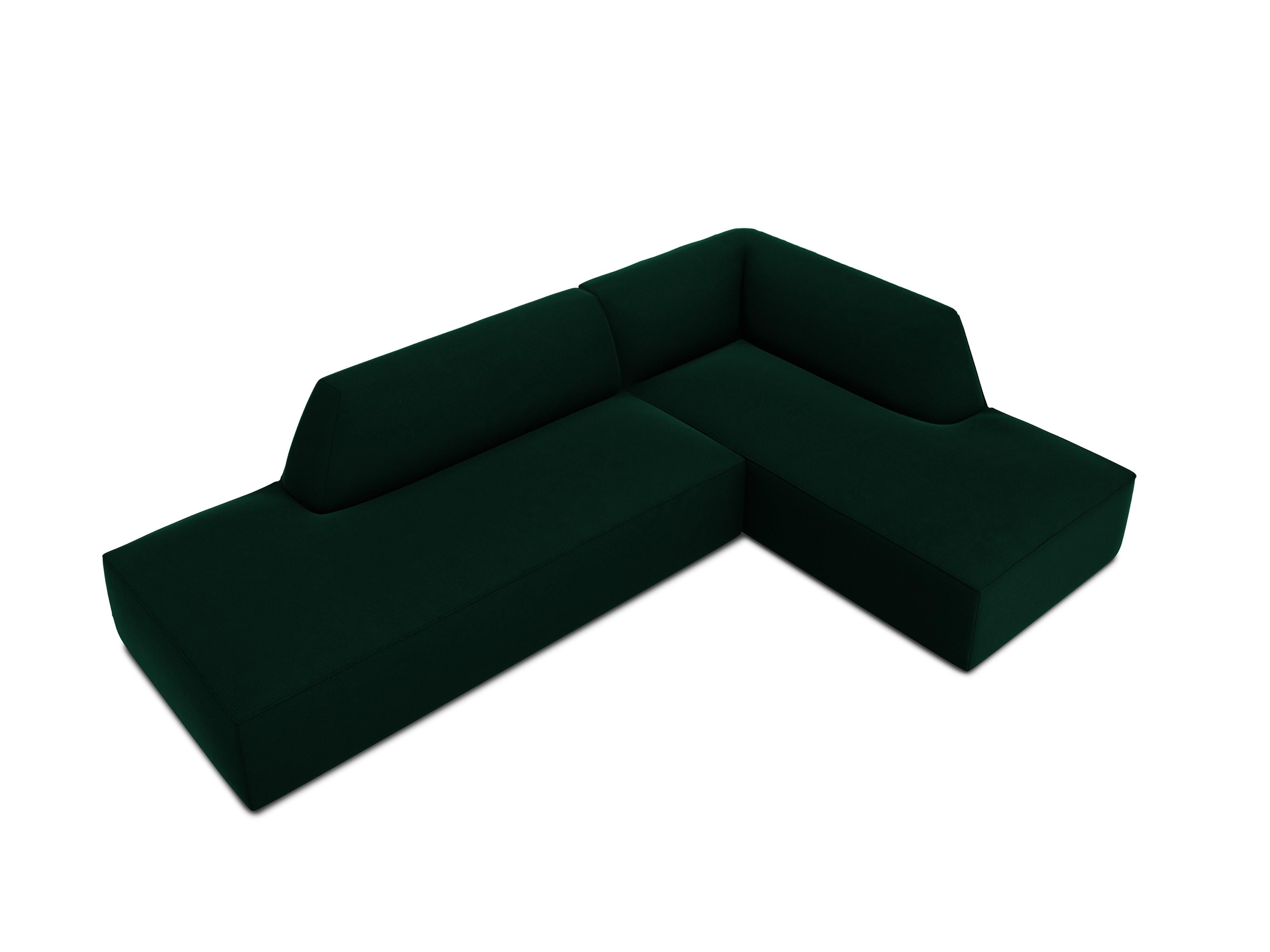 Sofa narożna aksamitna prawostronna RUBY butelkowa zieleń Micadoni Eye on Design