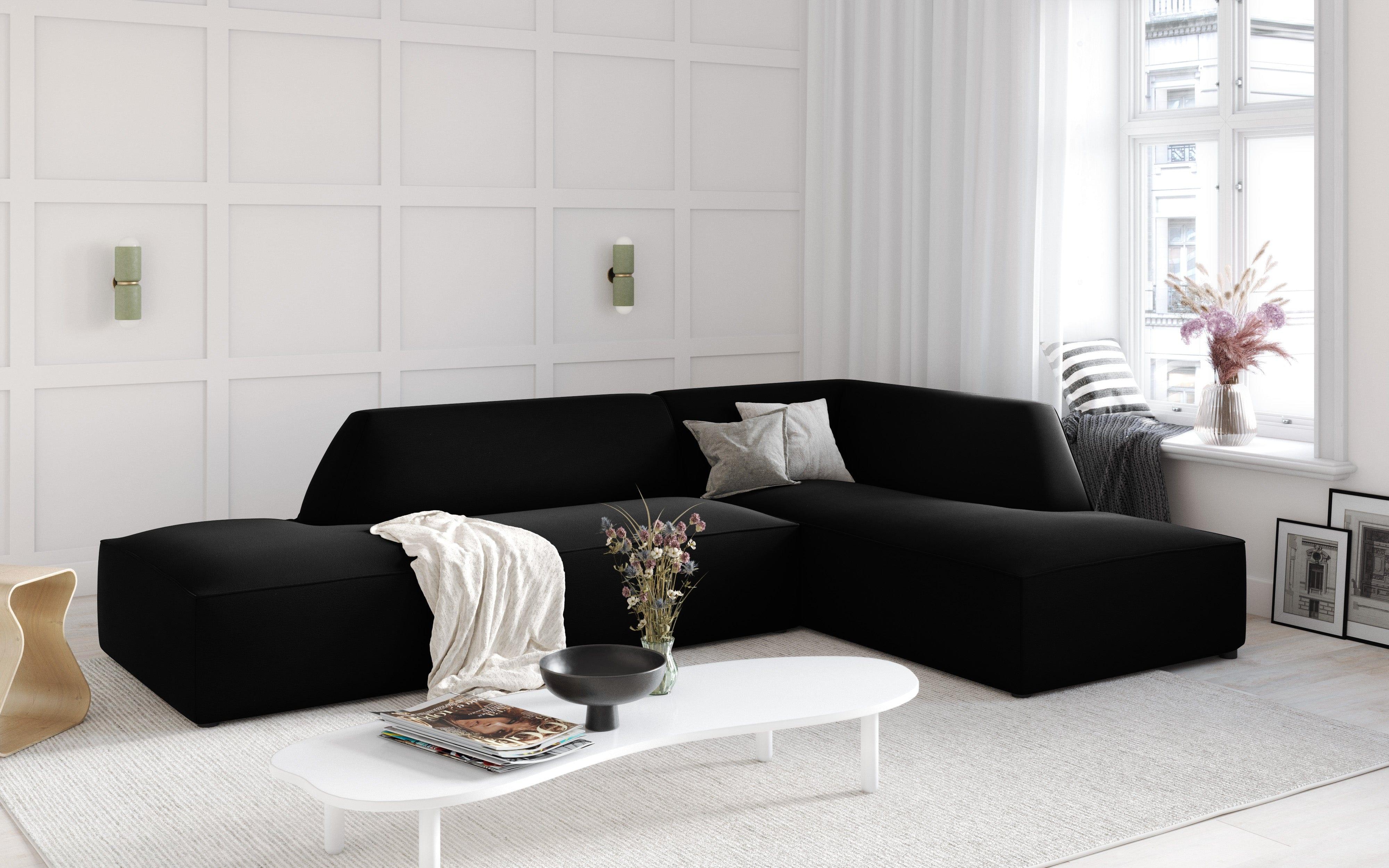 Sofa narożna aksamitna prawostronna RUBY czarny Micadoni Eye on Design