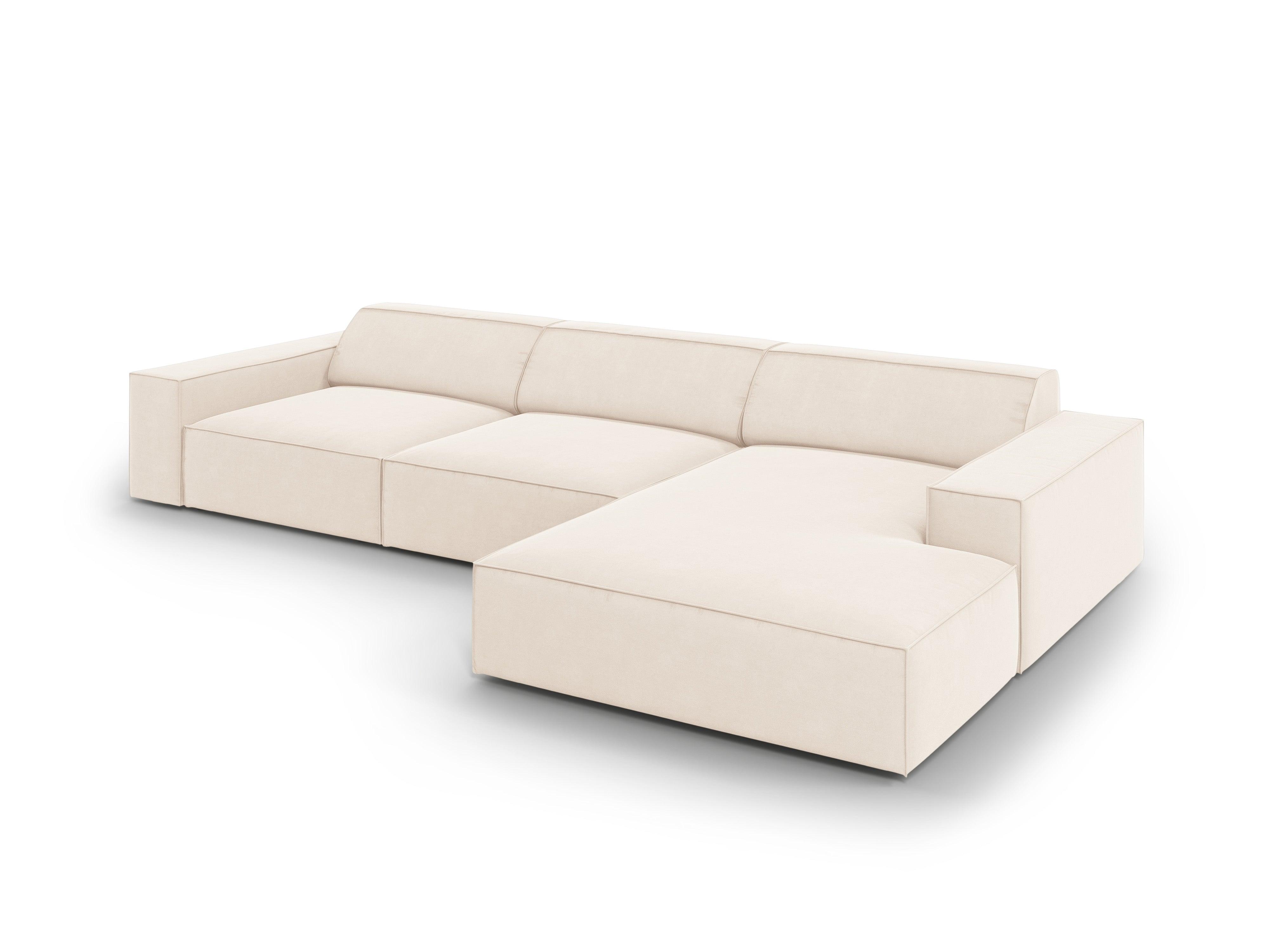 Narożnik aksamitny prawostronny 4-osobowy JODIE jasnobeżowy Micadoni Eye on Design