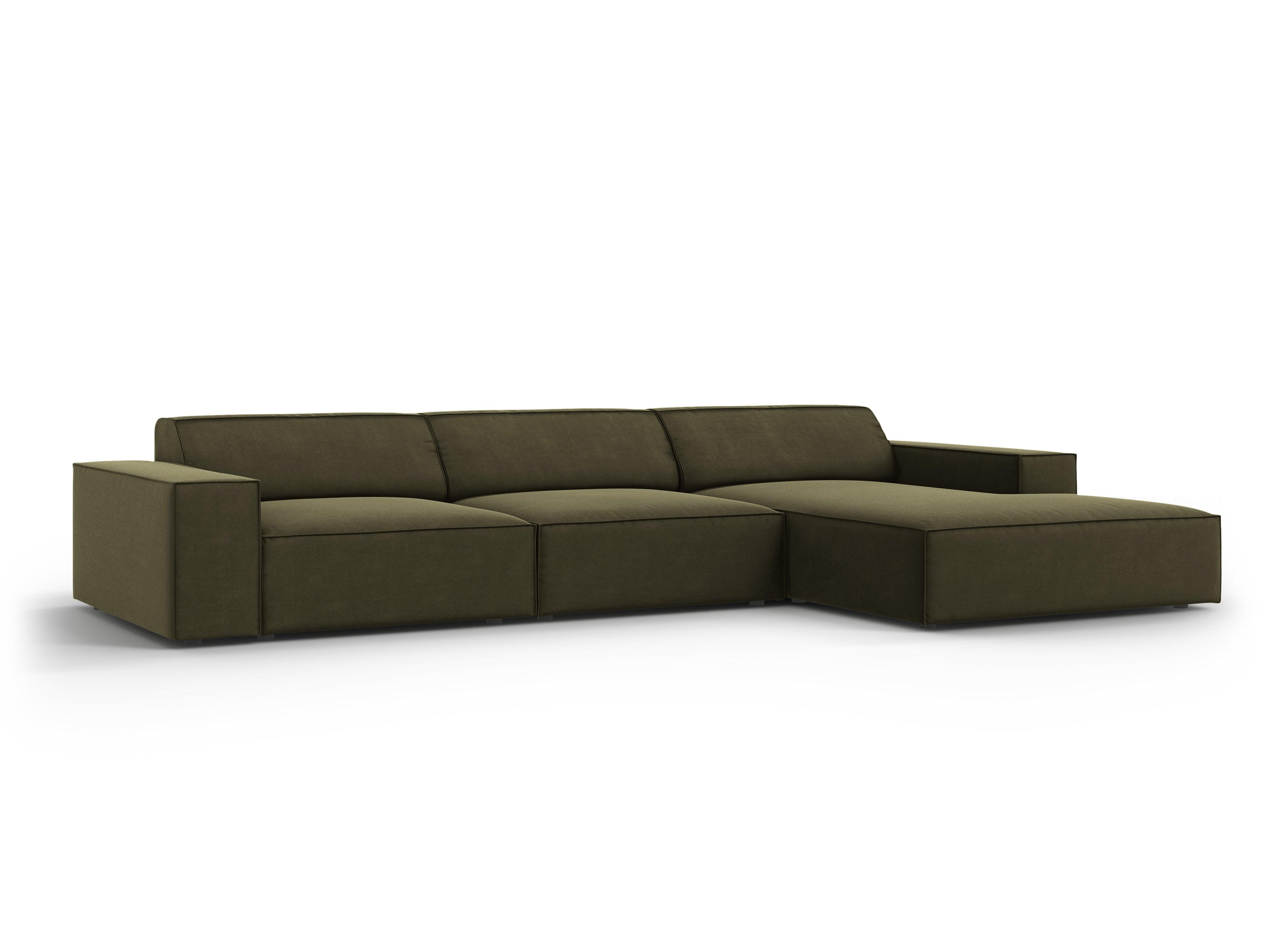 Narożnik aksamitny prawostronny 4-osobowy JODIE zielony Micadoni Eye on Design