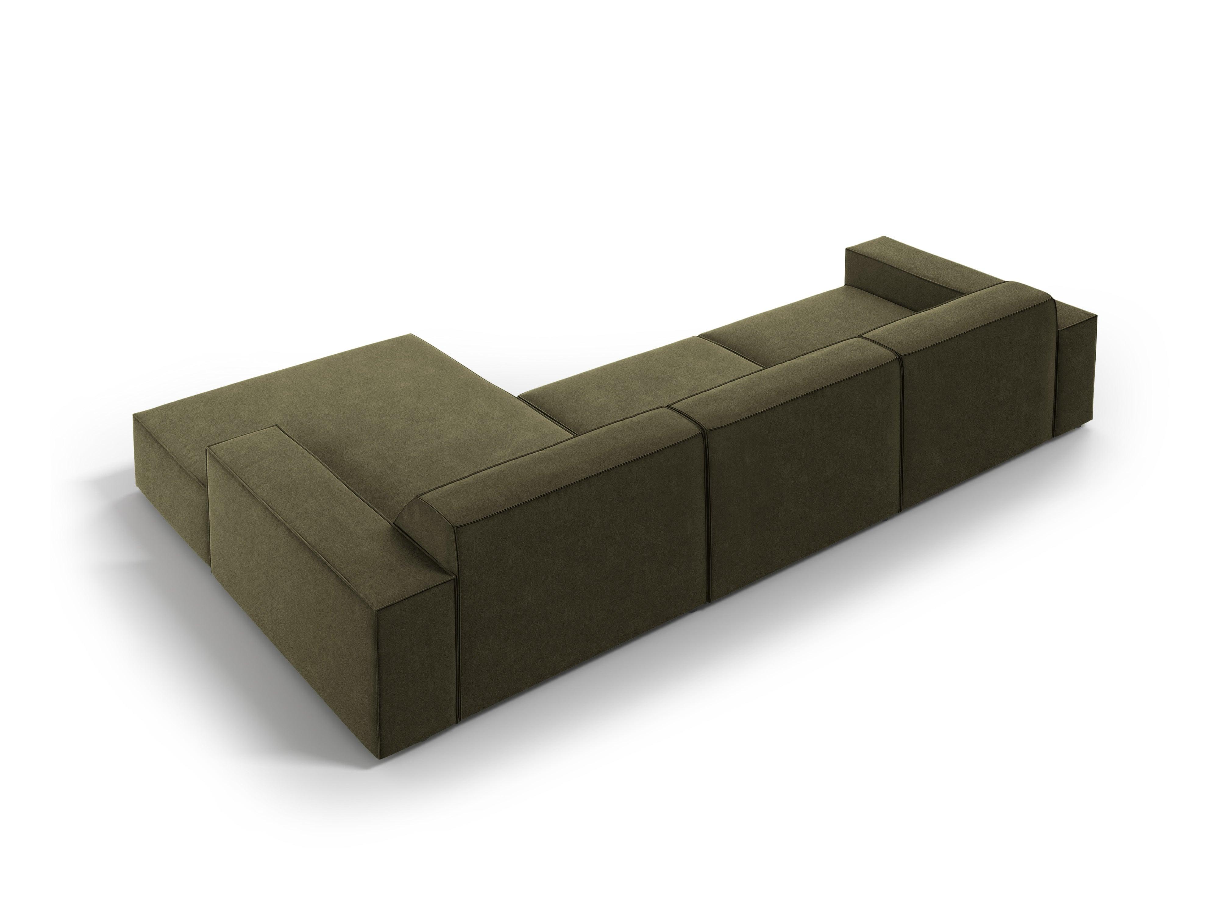 Narożnik aksamitny prawostronny 4-osobowy JODIE zielony Micadoni Eye on Design