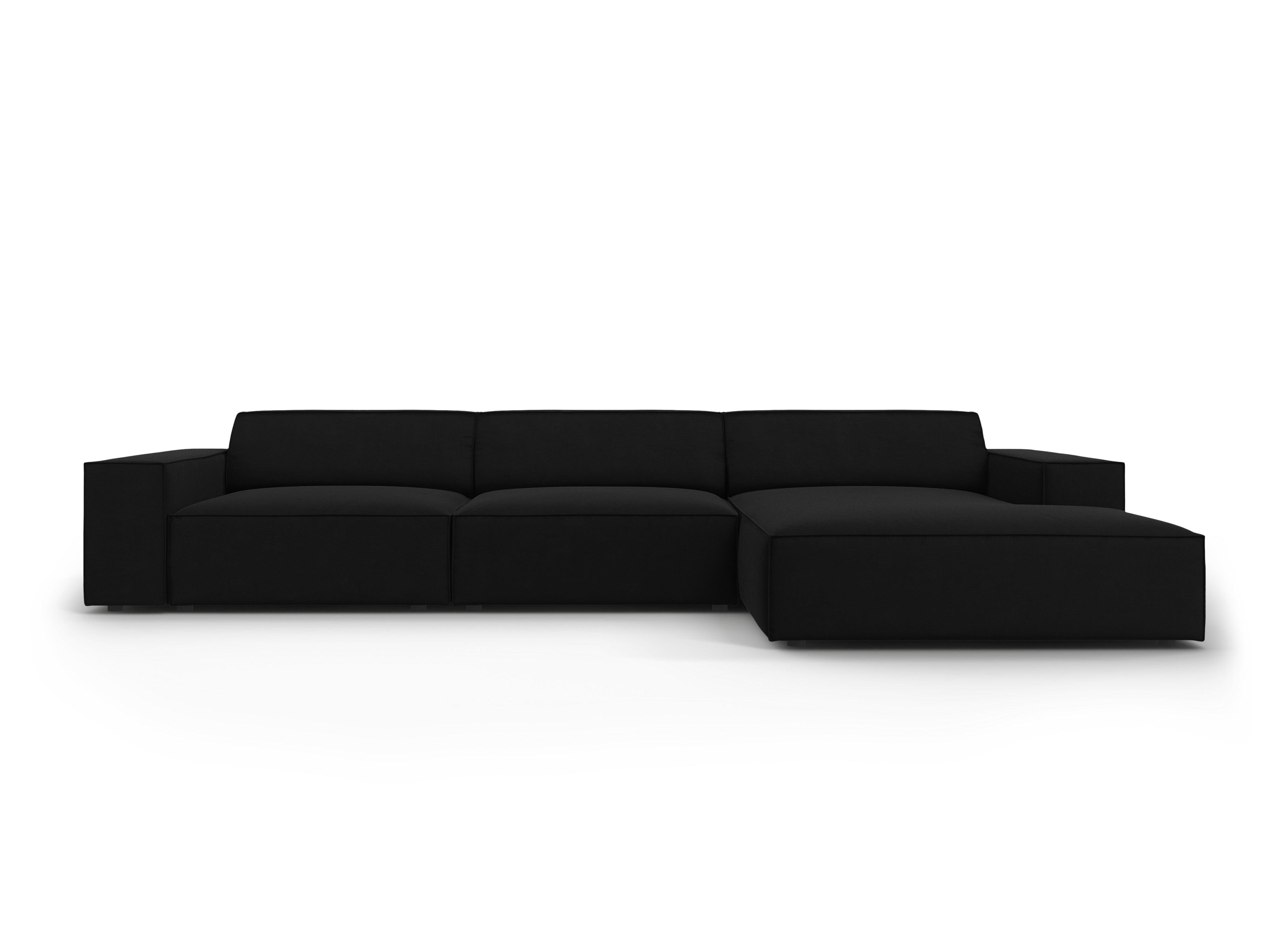 Narożnik aksamitny prawostronny 4-osobowy JODIE czarny Micadoni Eye on Design