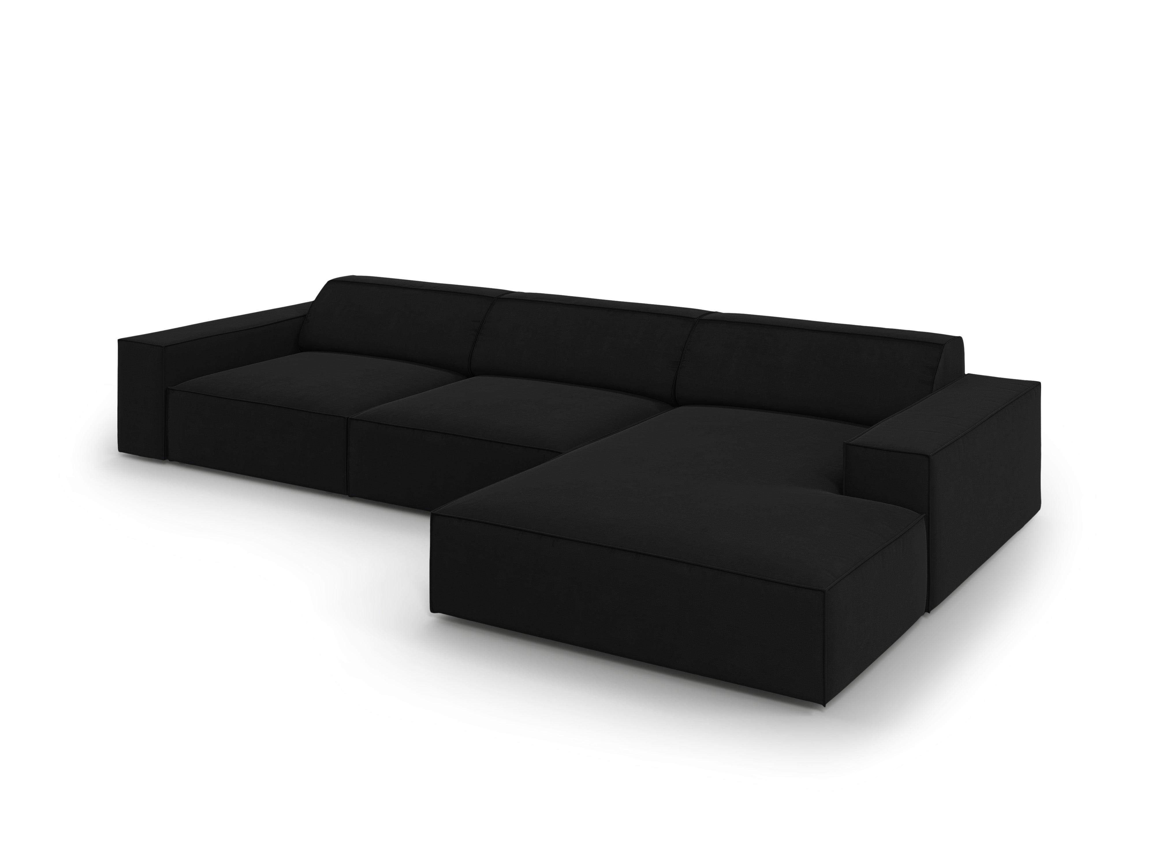 Narożnik aksamitny prawostronny 4-osobowy JODIE czarny Micadoni Eye on Design