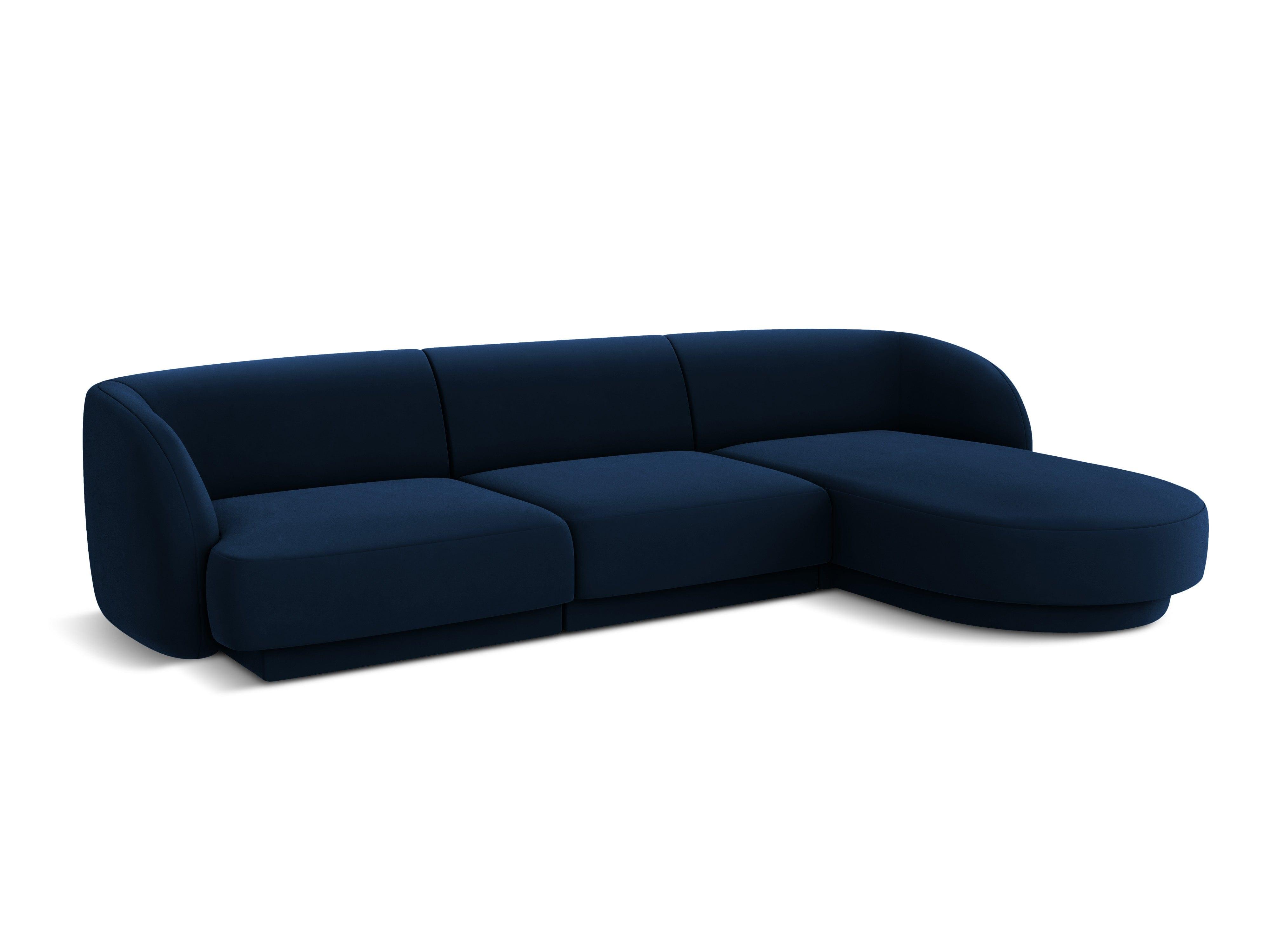 Narożnik aksamitny 4-osobowy prawostronny MILEY granatowy Micadoni Eye on Design